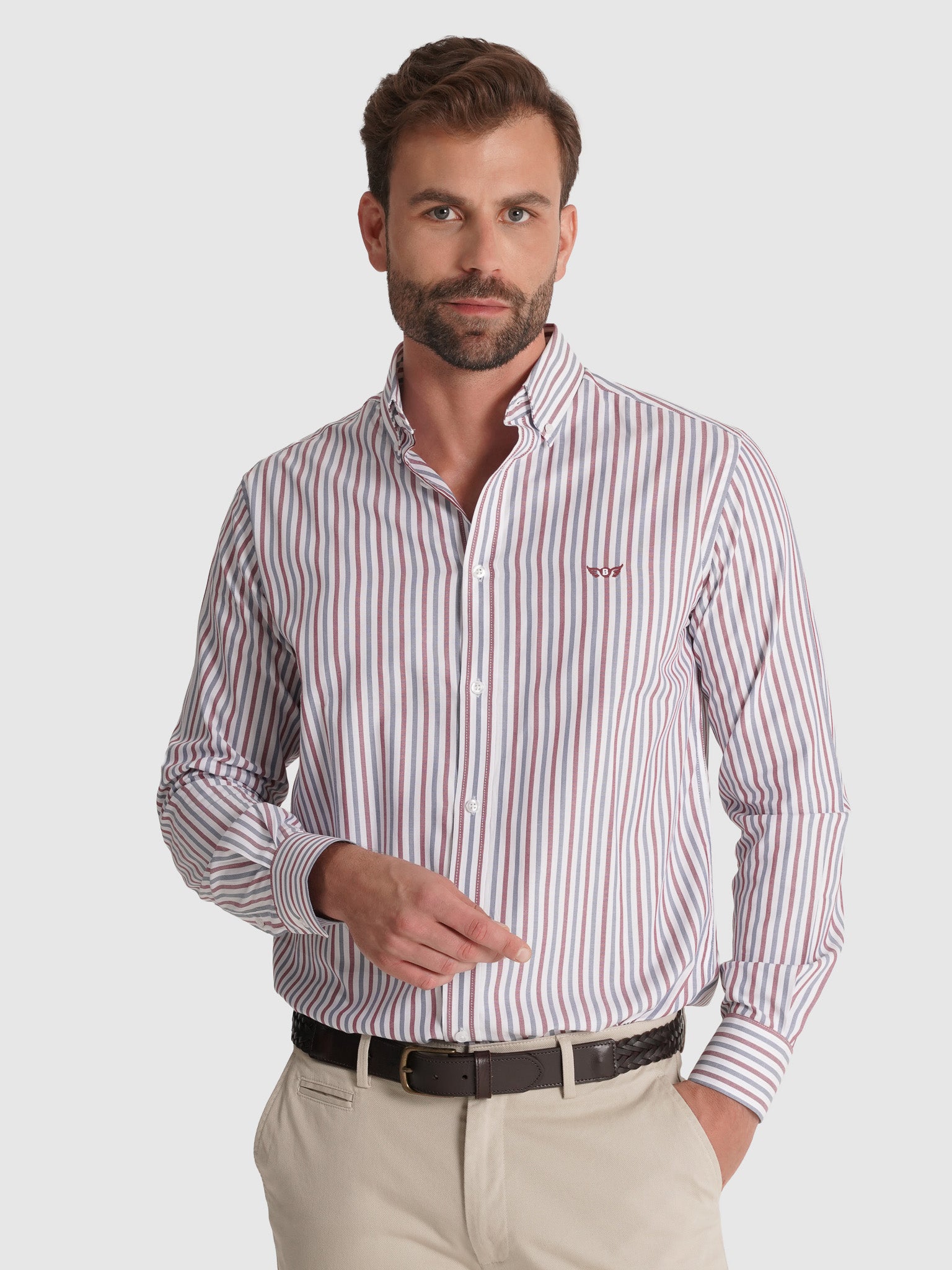 BORDEAUX COTTON SHIRT LONG SLEEVE REGULAR FIT MR. BLUE