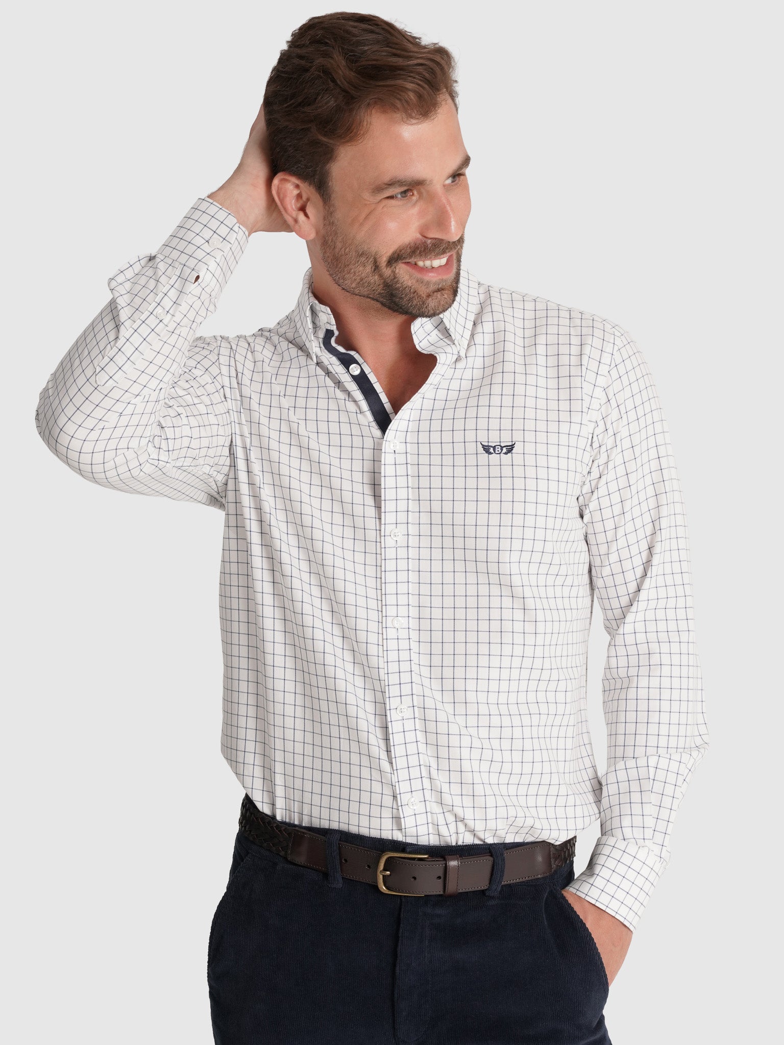 WHITE COTTON SHIRT LONG SLEEVE REGULAR FIT MR. BLUE