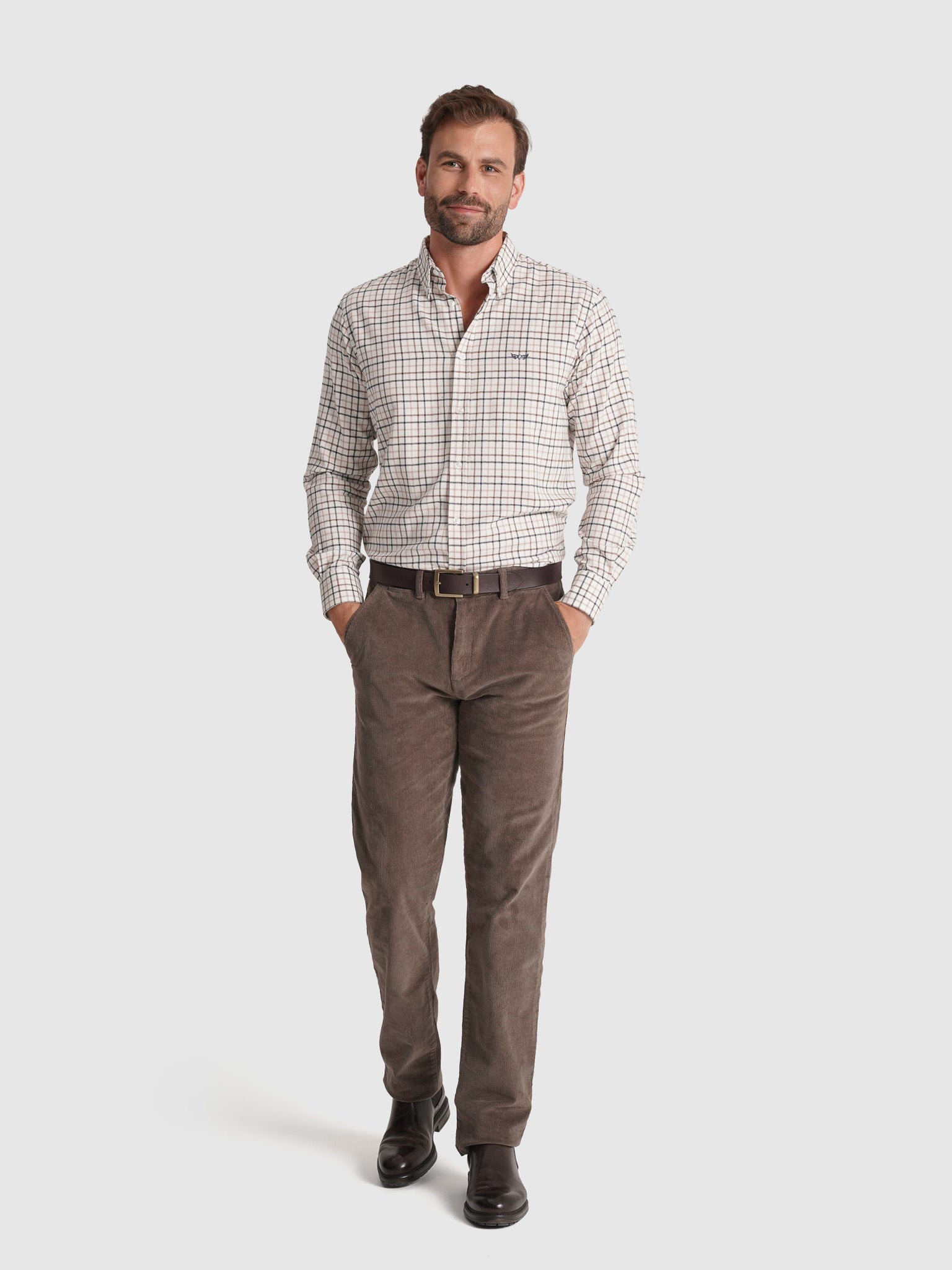 LONG SLEEVE BROWN FLANNEL SHIRT REGULAR FIT MR. BLUE