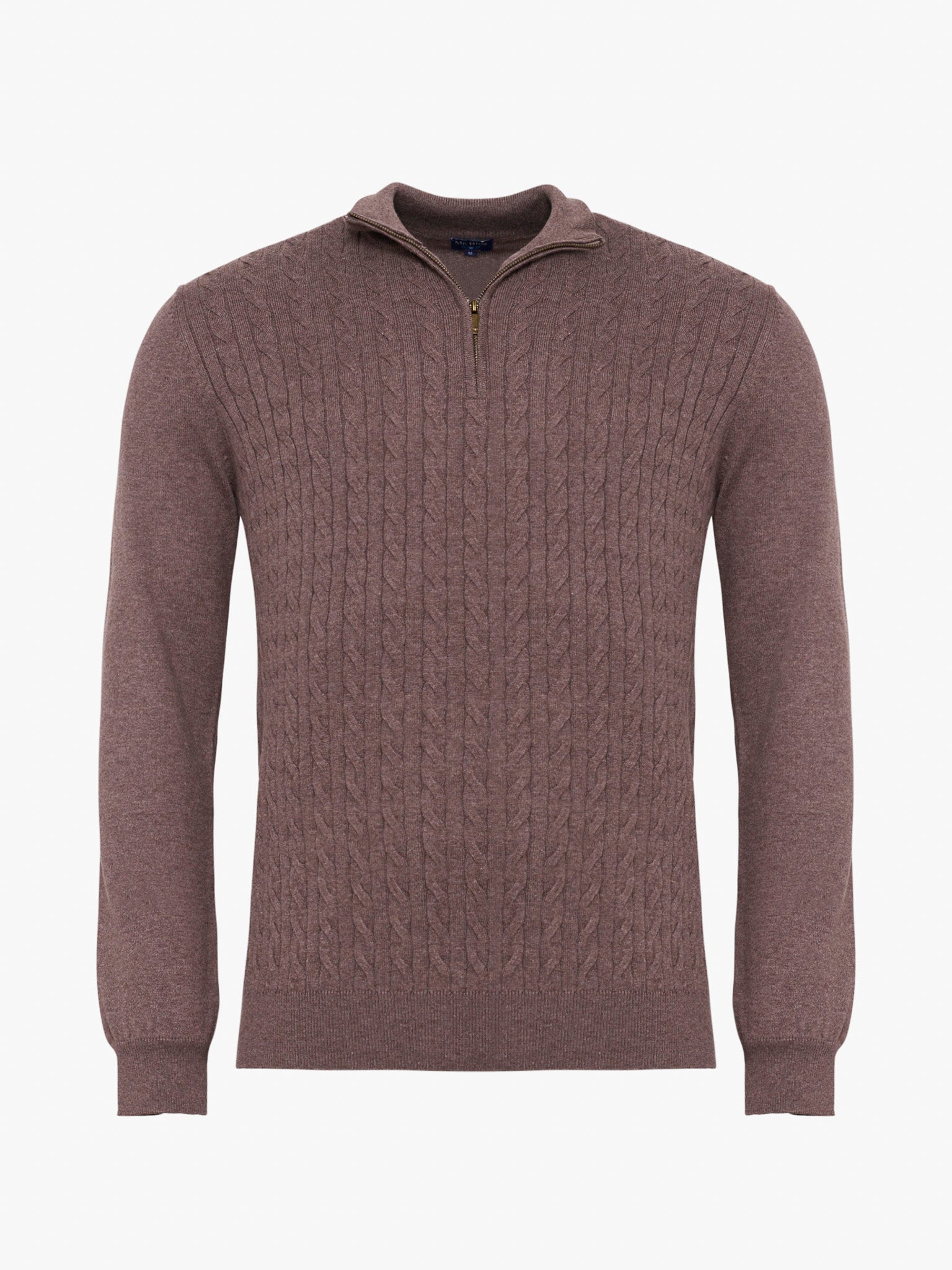 BROWN CASHMERE PULLOVER WITH REGULAR FIT MR ELBOW PADS. BLUE