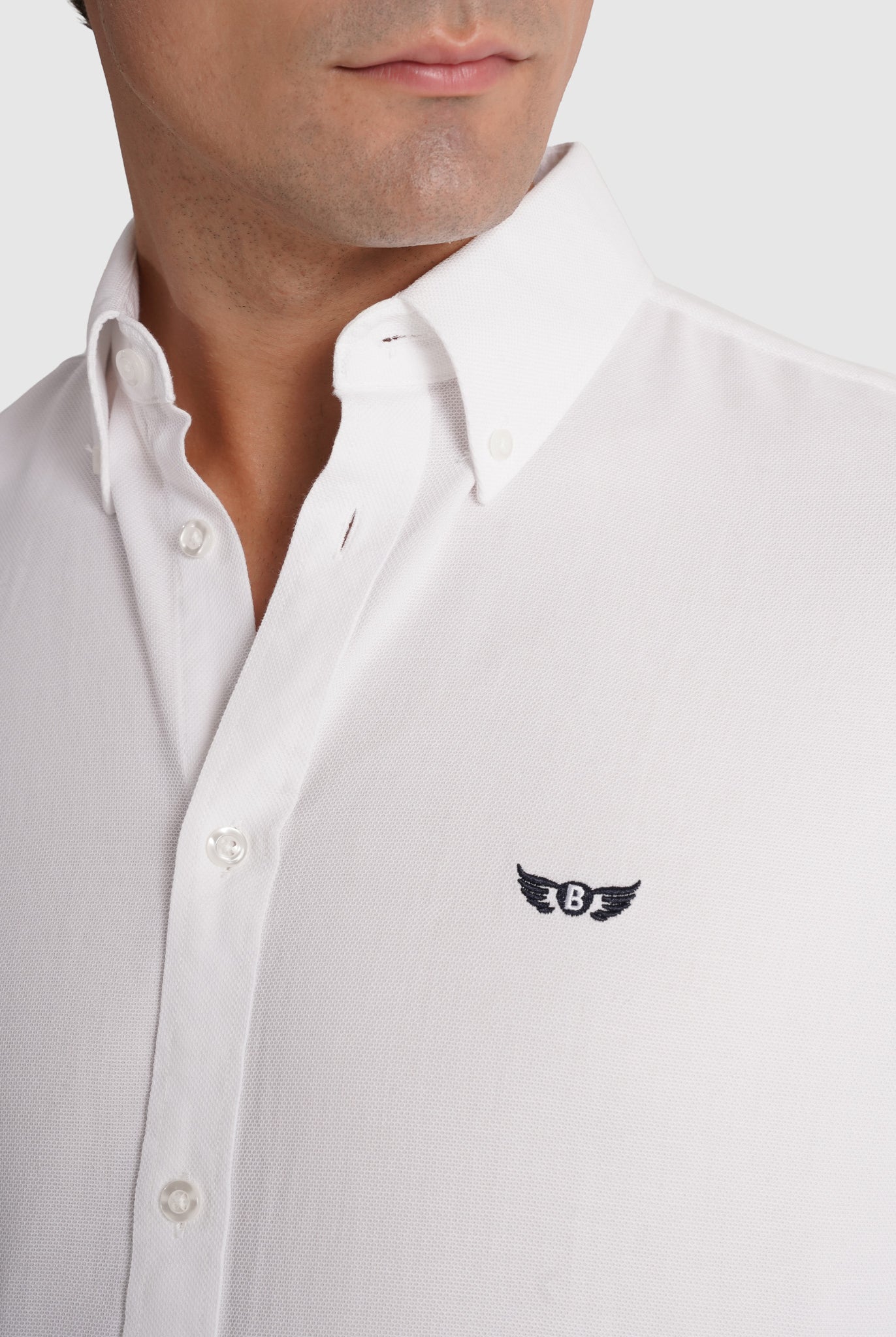 CAMISA ALGODÓN BLANCA MANGA LARGA REGULAR FIT MR. AZUL