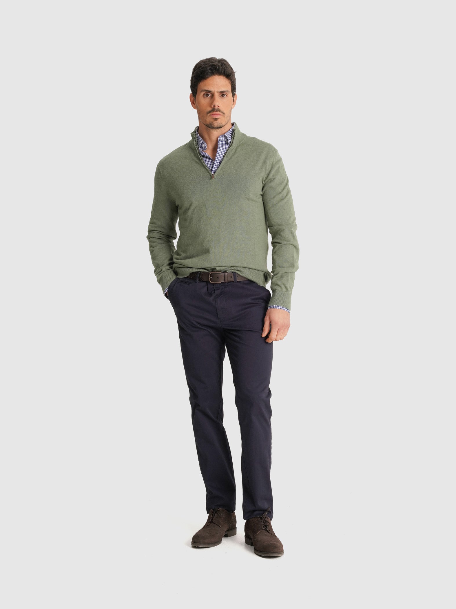 JERSEY DE ALGODÓN VERDE MANGA LARGA REGULAR FIT MR. AZUL