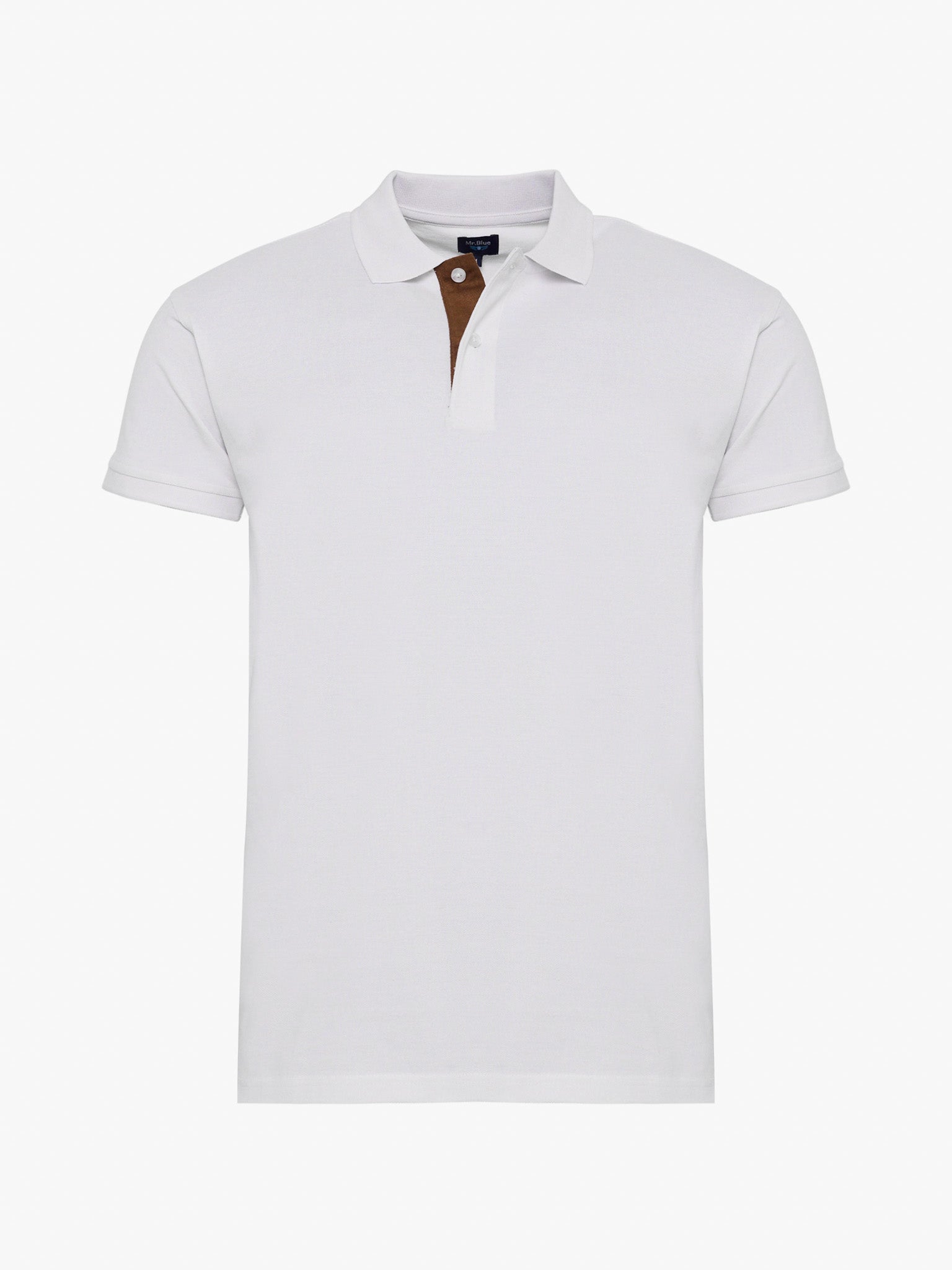 WHITE COTTON POLO SHORT SLEEVE REGULAR FIT MR. BLUE