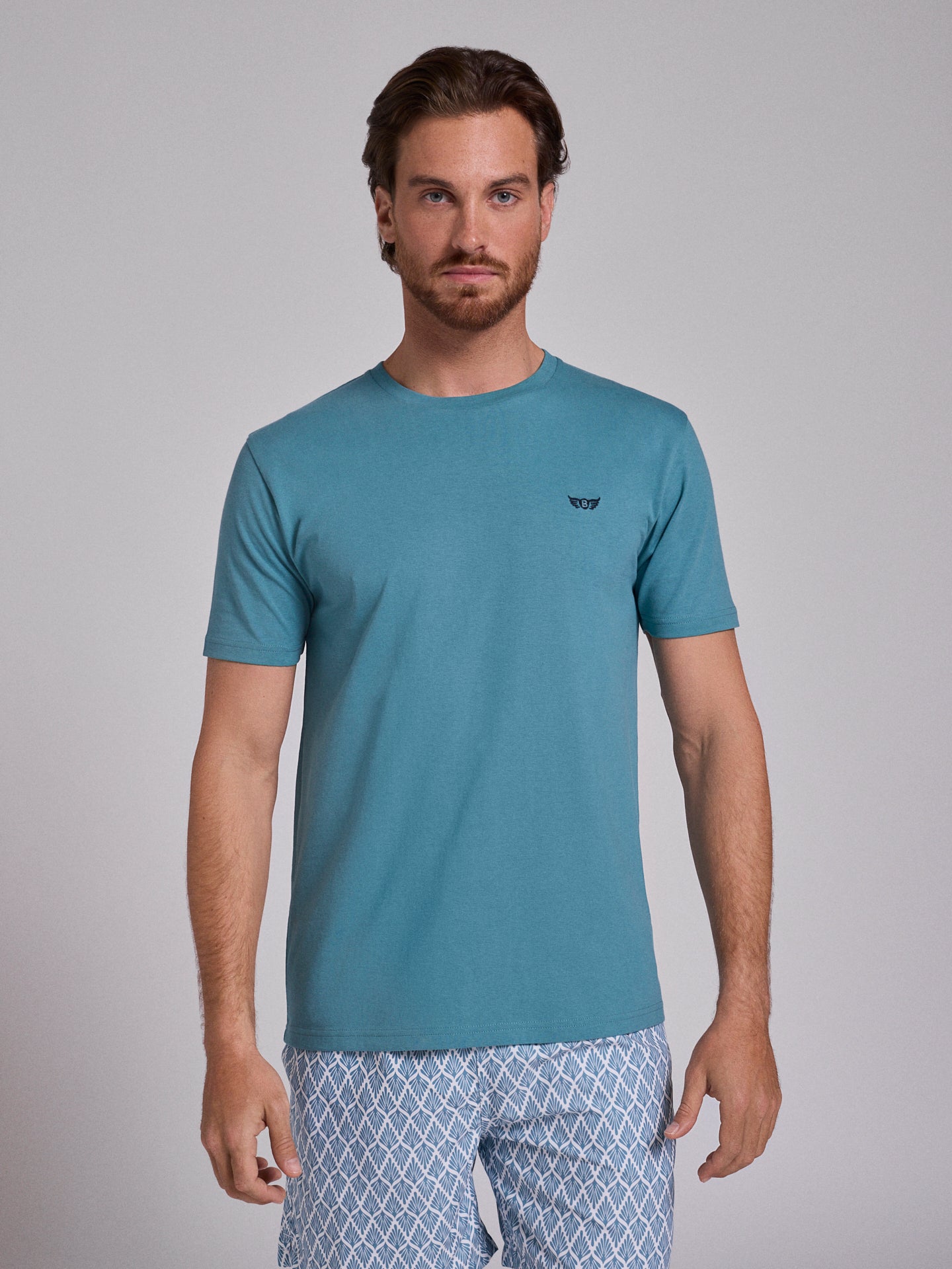 GREEN COTTON T-SHIRT SHORT SLEEVE REGULAR FIT MR. BLUE