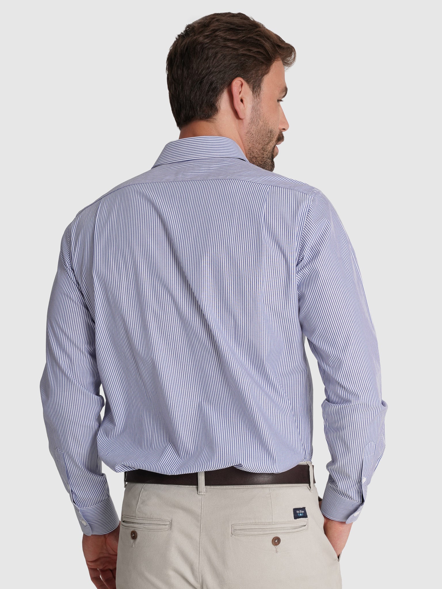LONG SLEEVE BLUE COTTON SHIRT CLASSIC FIT MR. BLUE