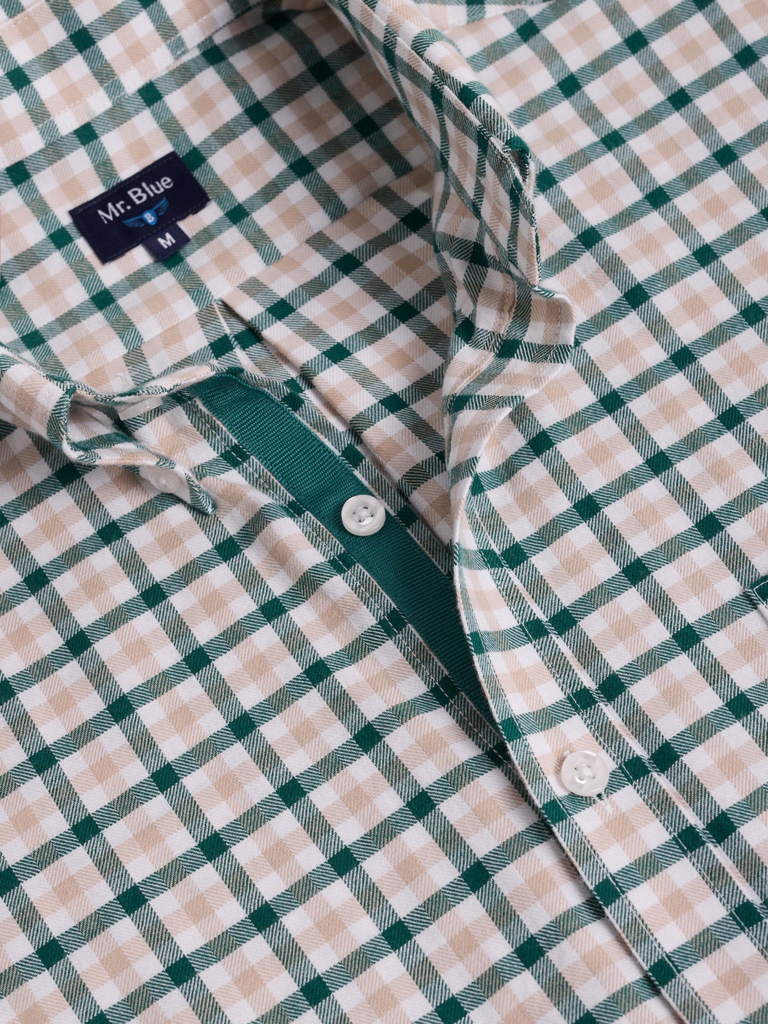 CAMISA ALGODÓN VERDE MANGA LARGA REGULAR FIT MR. AZUL