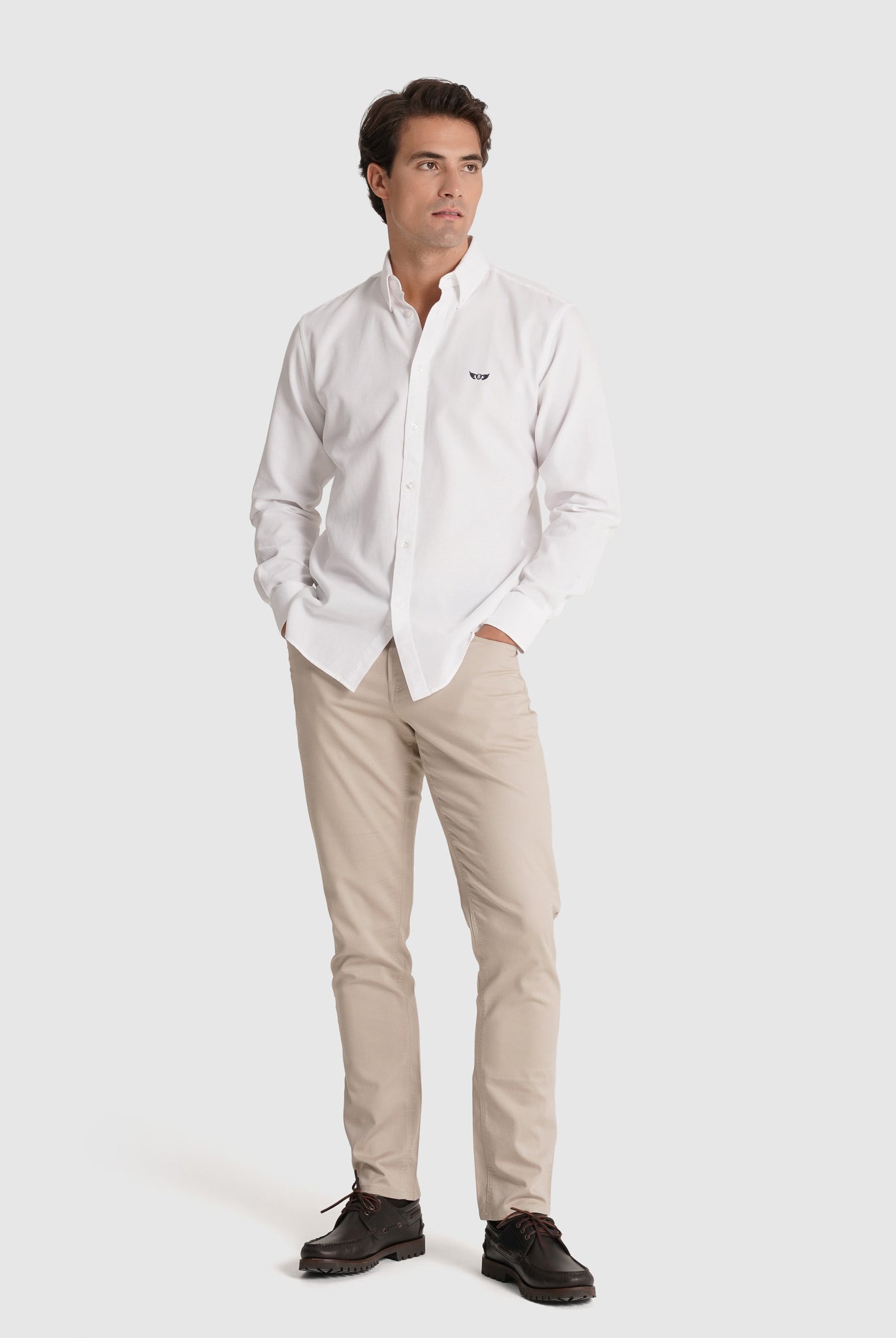 CAMISA ALGODÓN BLANCA MANGA LARGA REGULAR FIT MR. AZUL