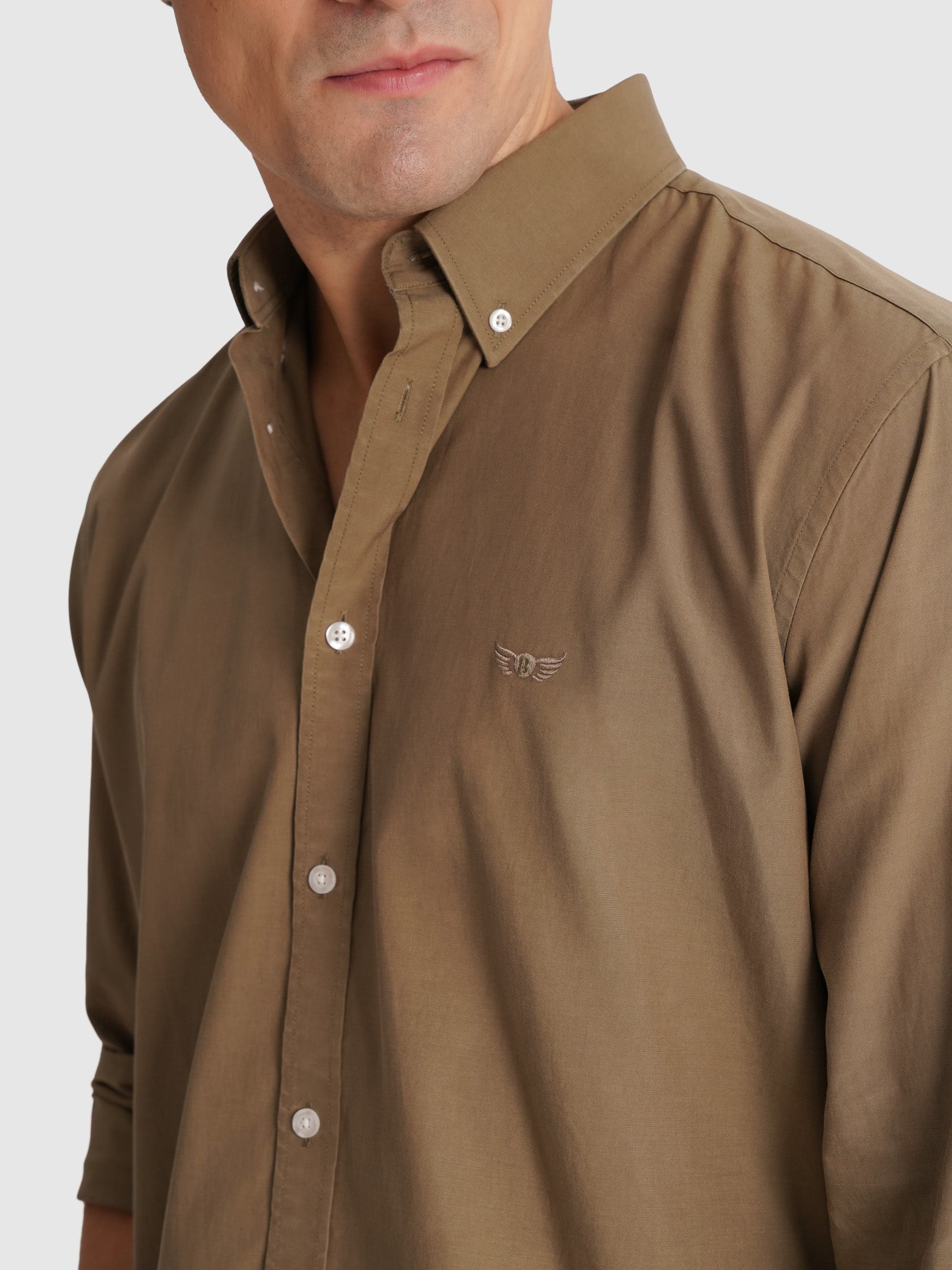 TENCEL TENCEL SHIRT BROWN LONG SLEEVE REGULAR FIT MR. BLUE