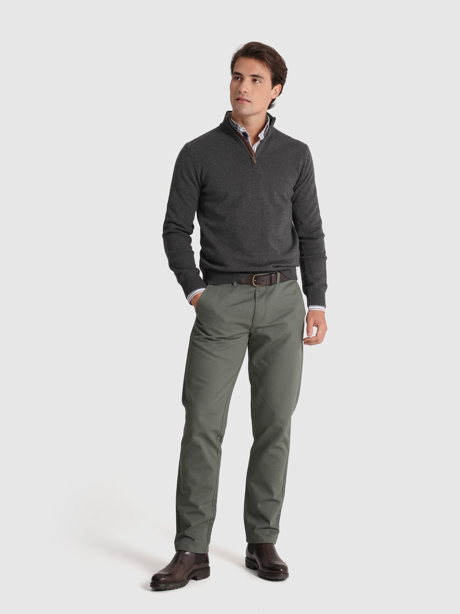 GRAY WOOL PULLOVER LONG SLEEVE REGULAR FIT MR. BLUE