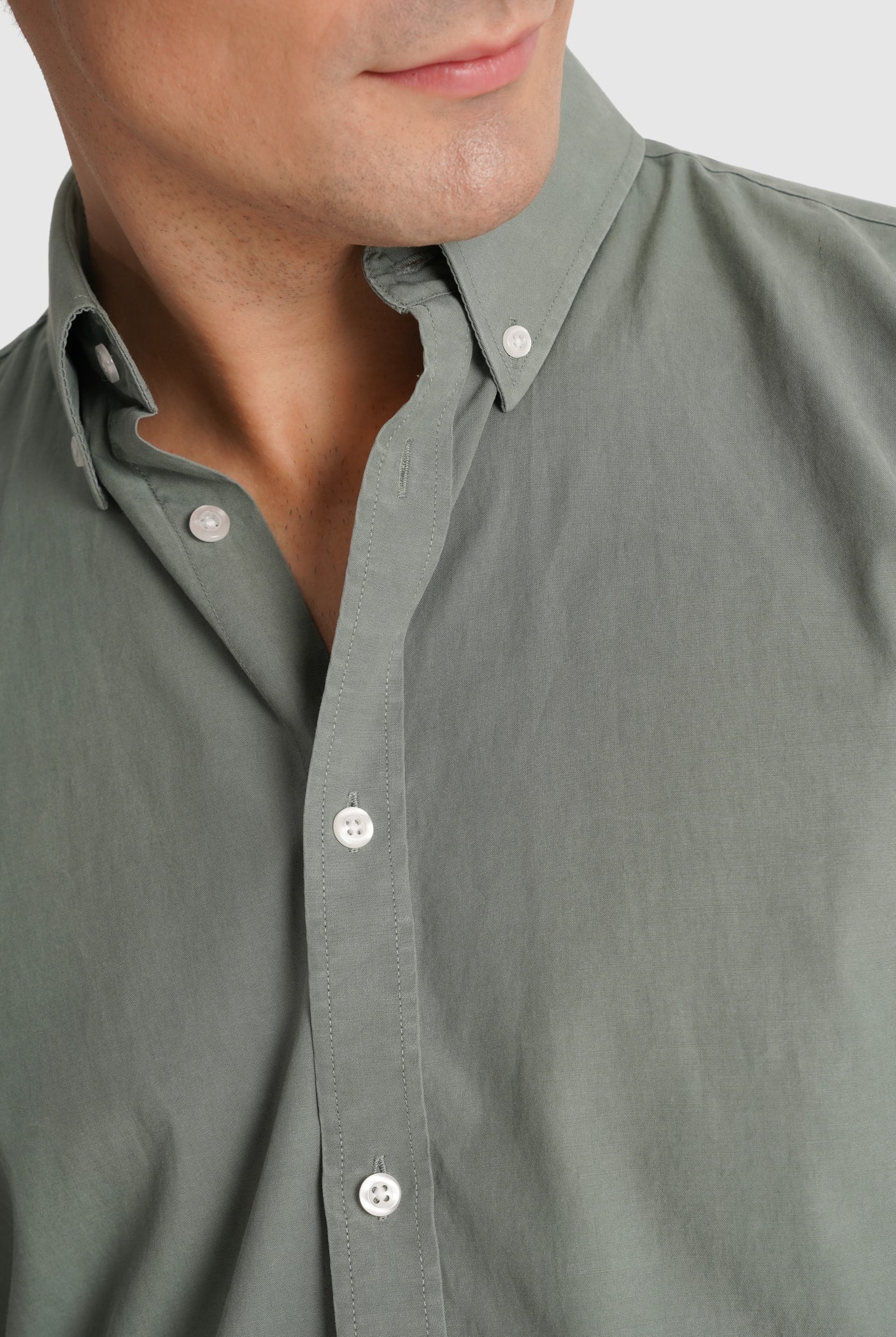 CAMISA ALGODÓN VERDE MANGA LARGA REGULAR FIT MR. AZUL