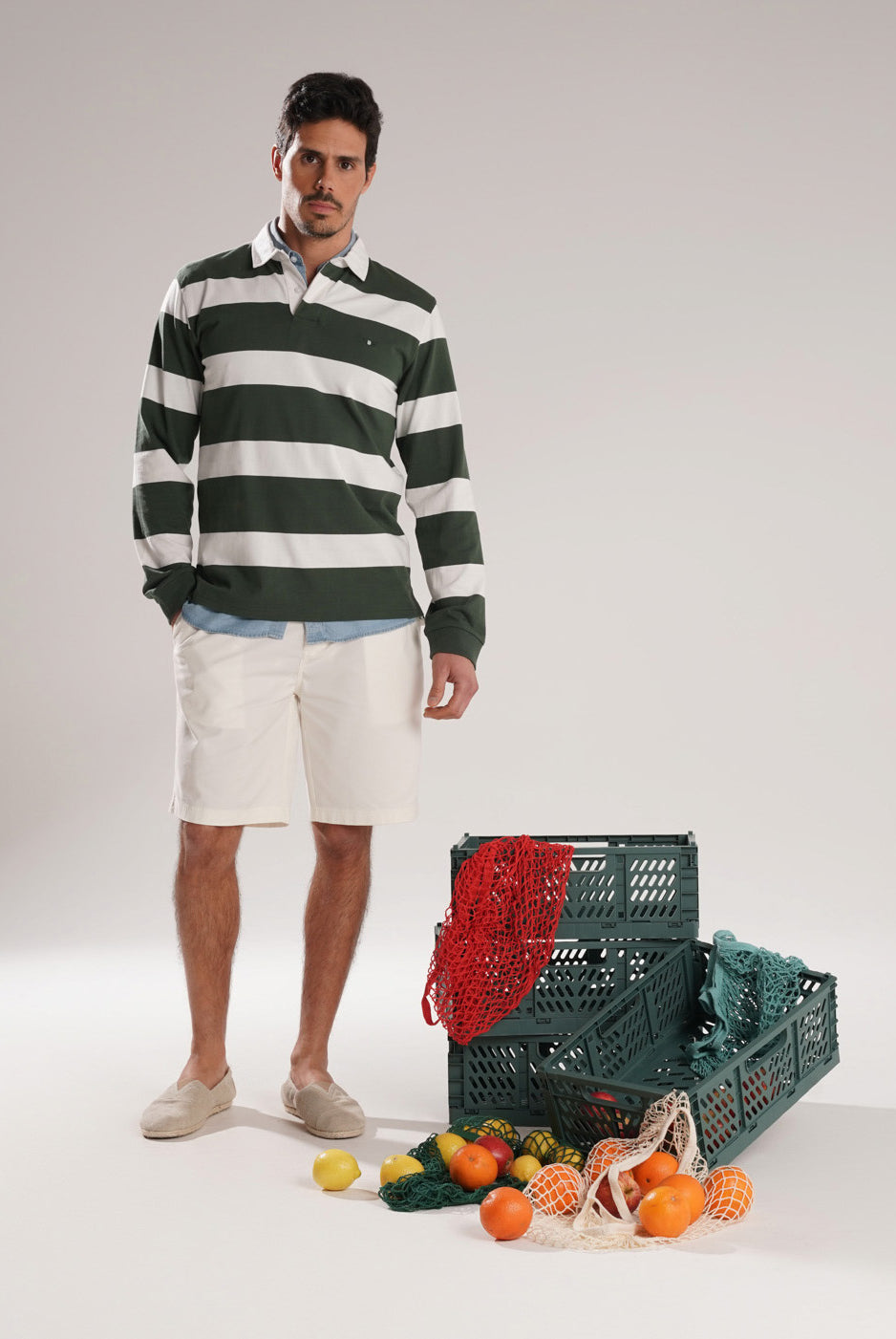 RUGBY ALGODÓN VERDE MANGA LARGA REGULAR FIT MR. AZUL