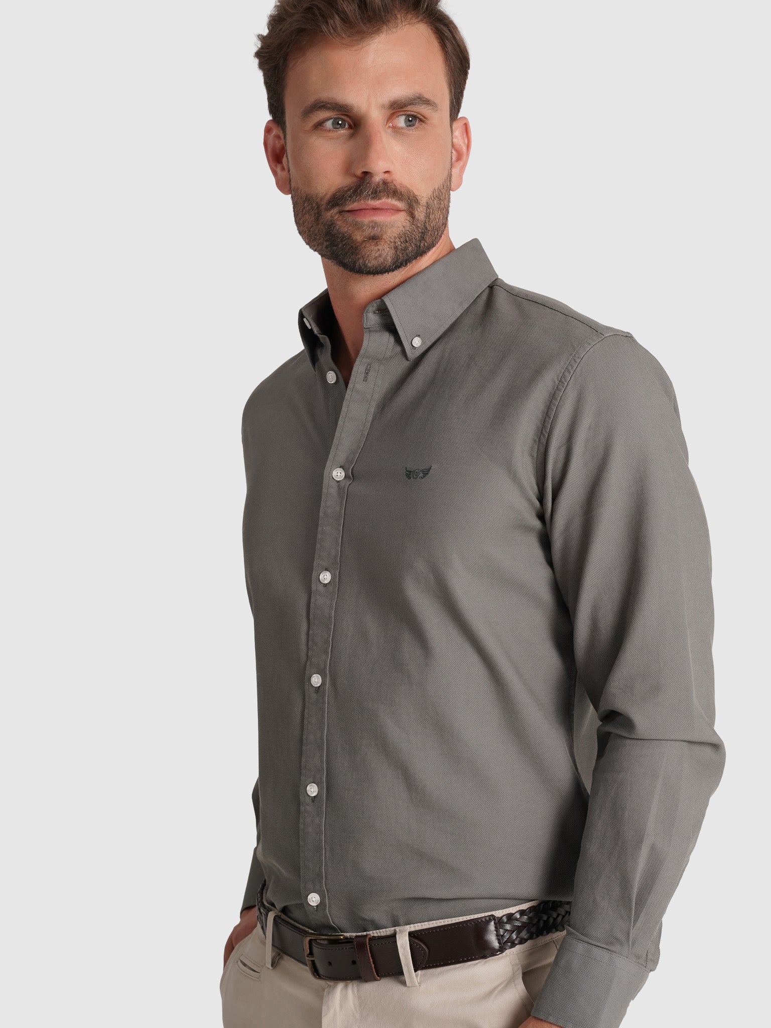 GREEN COTTON SHIRT LONG SLEEVE REGULAR FIT MR. BLUE
