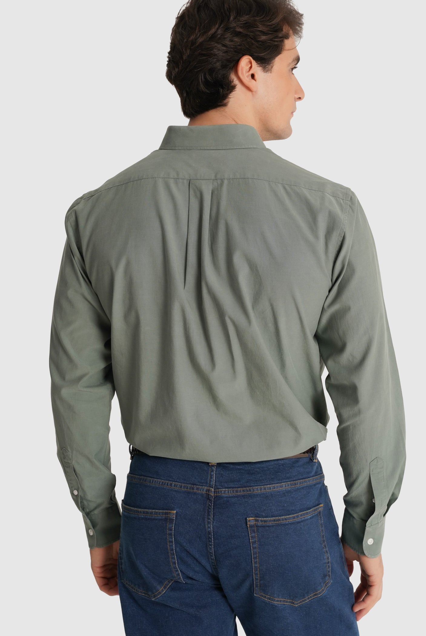 CAMISA ALGODÓN VERDE MANGA LARGA REGULAR FIT MR. AZUL
