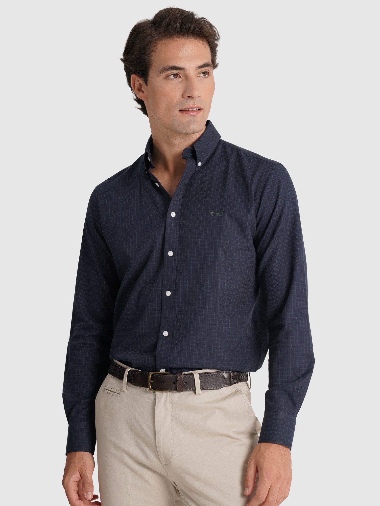 CAMISA ALGODÓN AZUL MANGA LARGA REGULAR FIT MR. AZUL