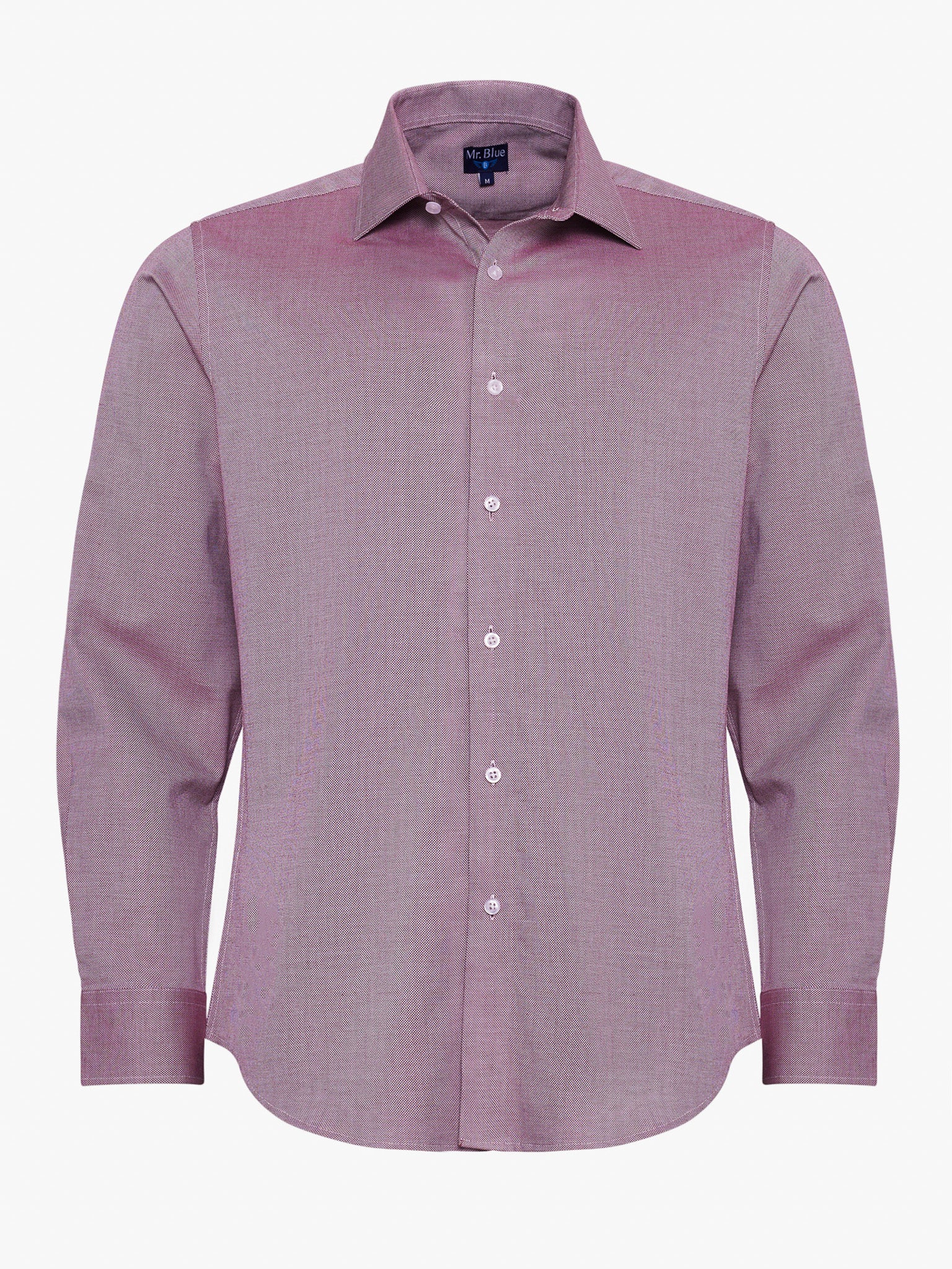 RED COTTON LONG SLEEVE SLIM FIT MR SHIRT. BLUE