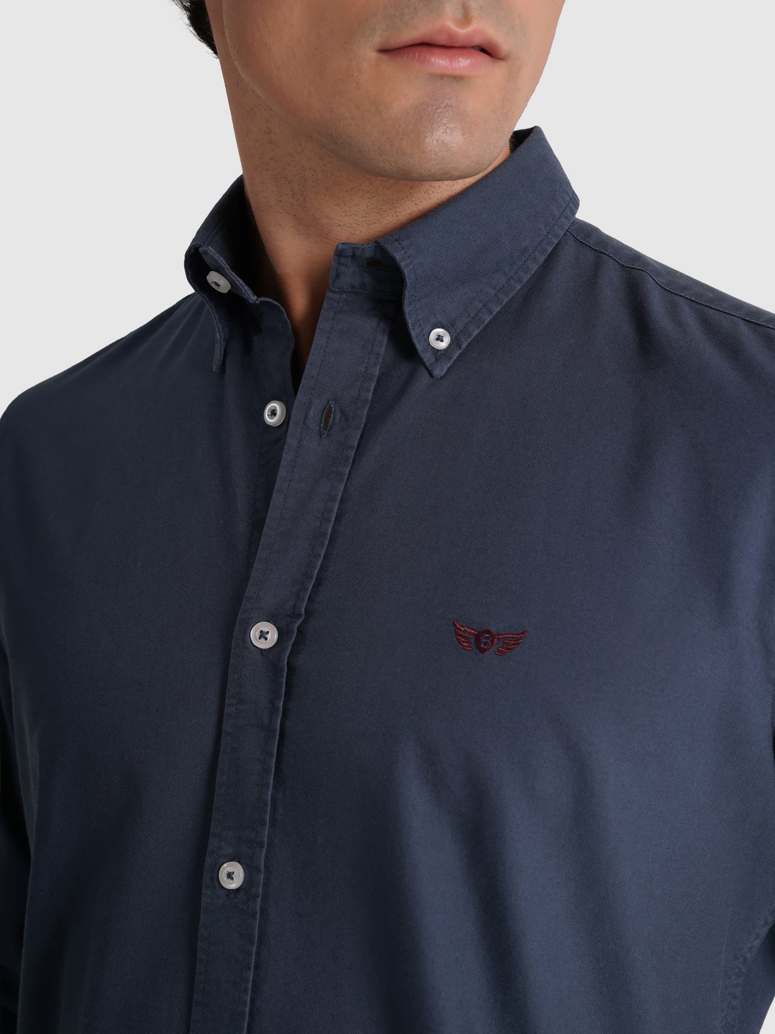 CAMISA ALGODÓN AZUL MANGA LARGA REGULAR FIT MR. AZUL