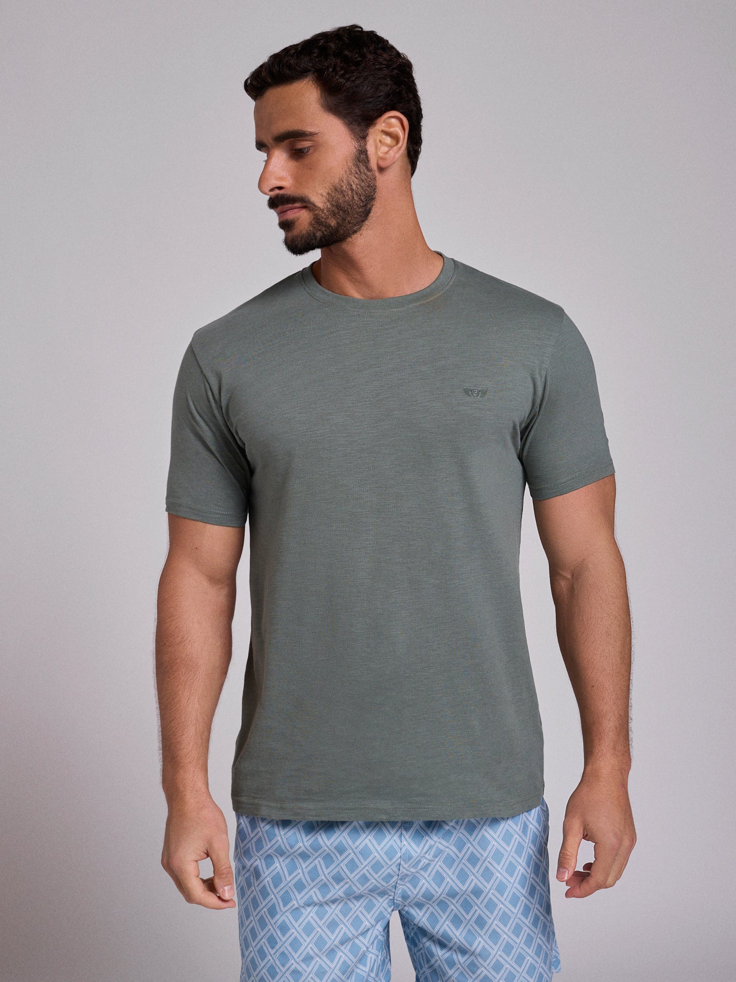 GREEN COTTON T-SHIRT SHORT SLEEVE REGULAR FIT MR. BLUE