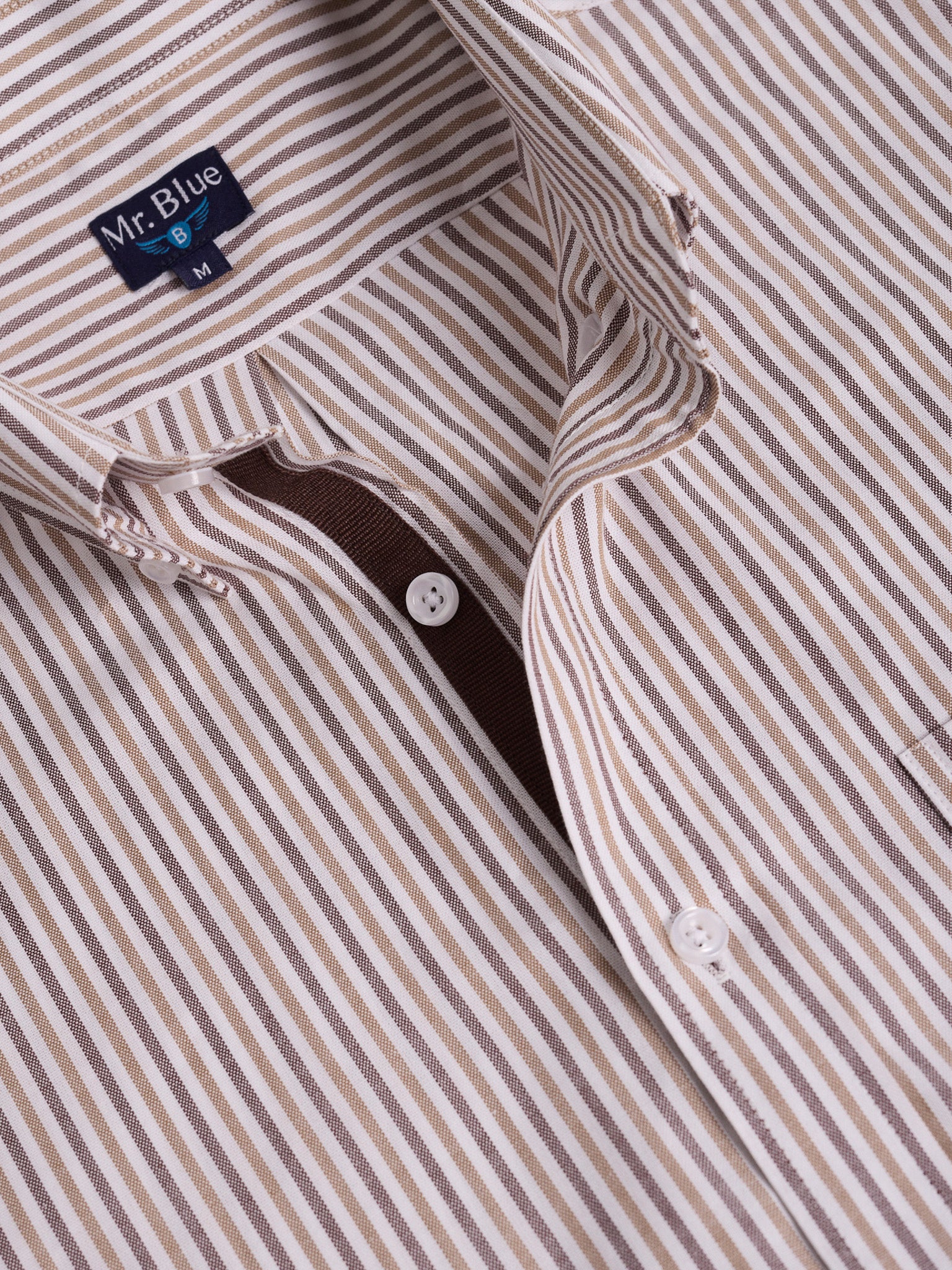 BROWN COTTON SHIRT LONG SLEEVE REGULAR FIT MR. BLUE