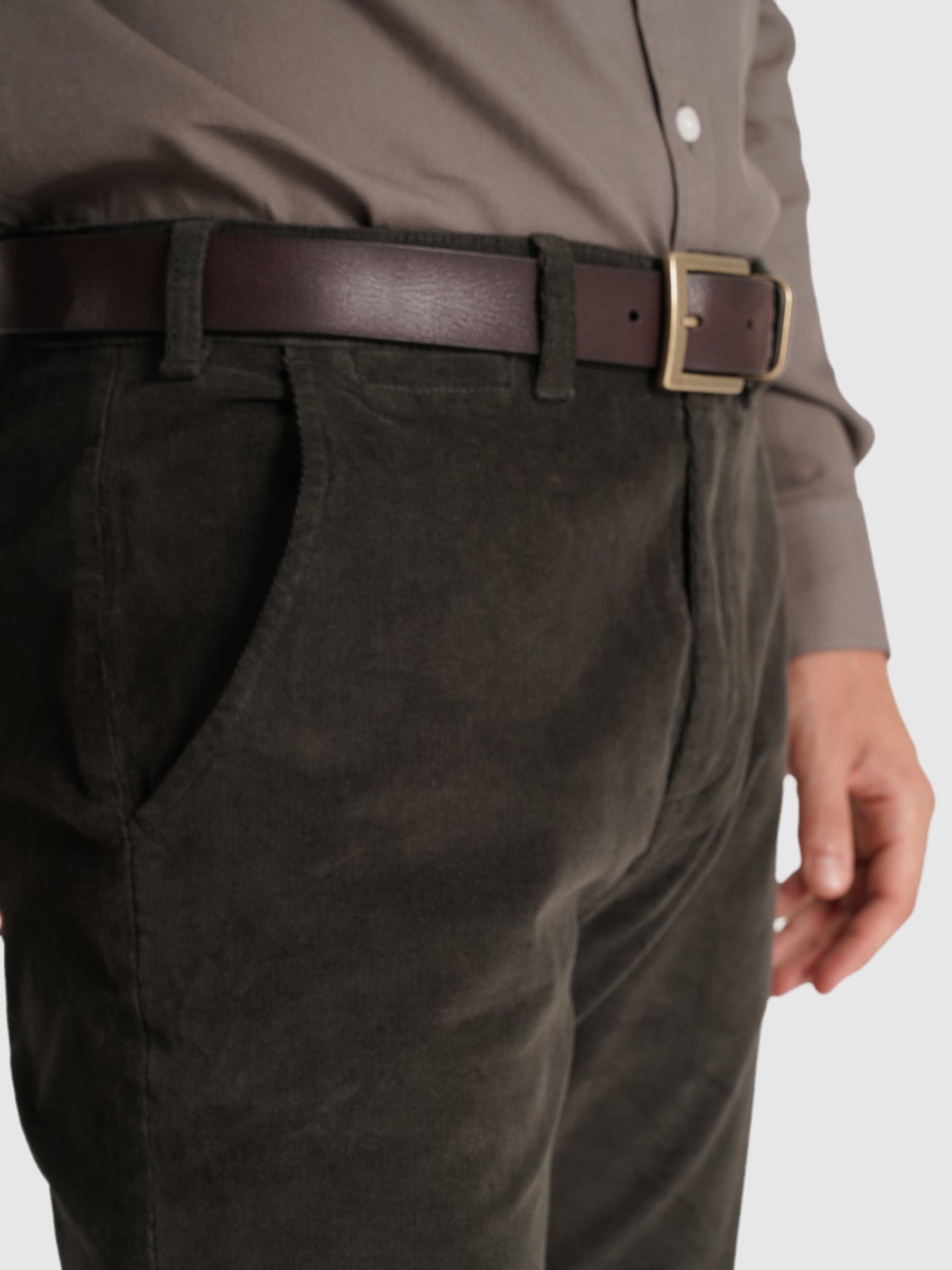 GREEN COTTON TROUSERS CLASSIC FIT MR. BLUE