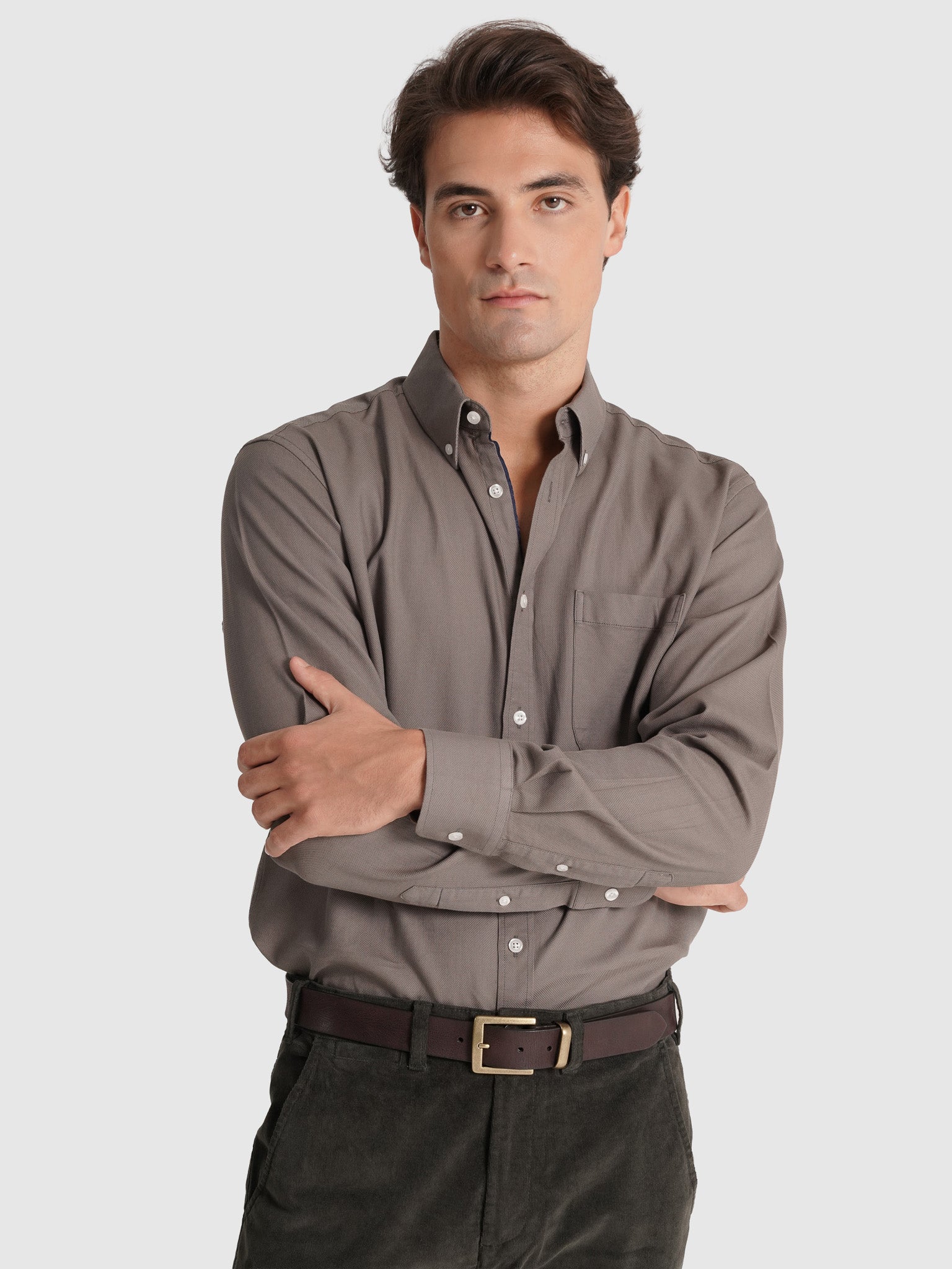 GREEN COTTON SHIRT LONG SLEEVE REGULAR FIT MR. BLUE