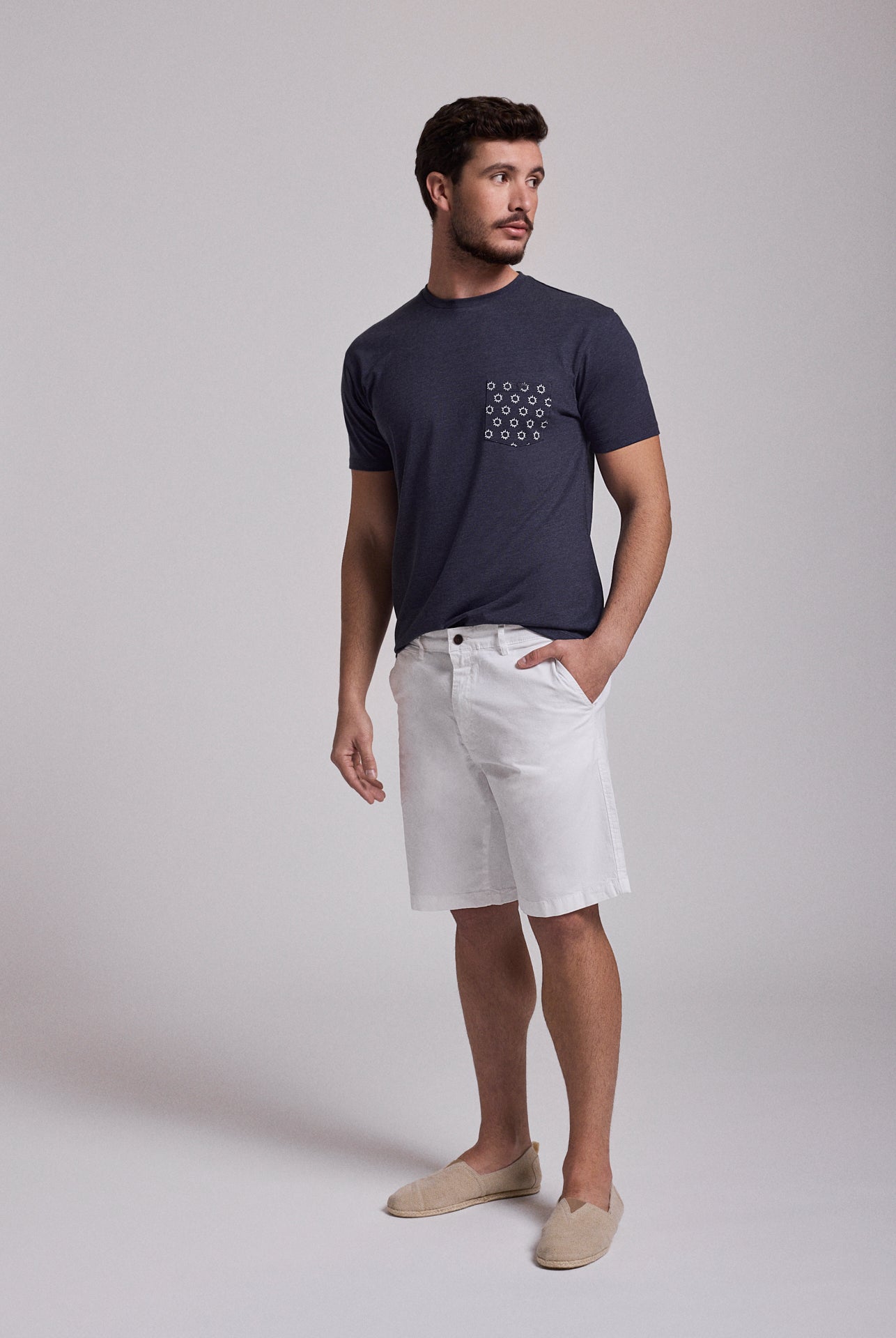BERMUDA DE ALGODÓN BLANCA REGULAR FIT MR. AZUL