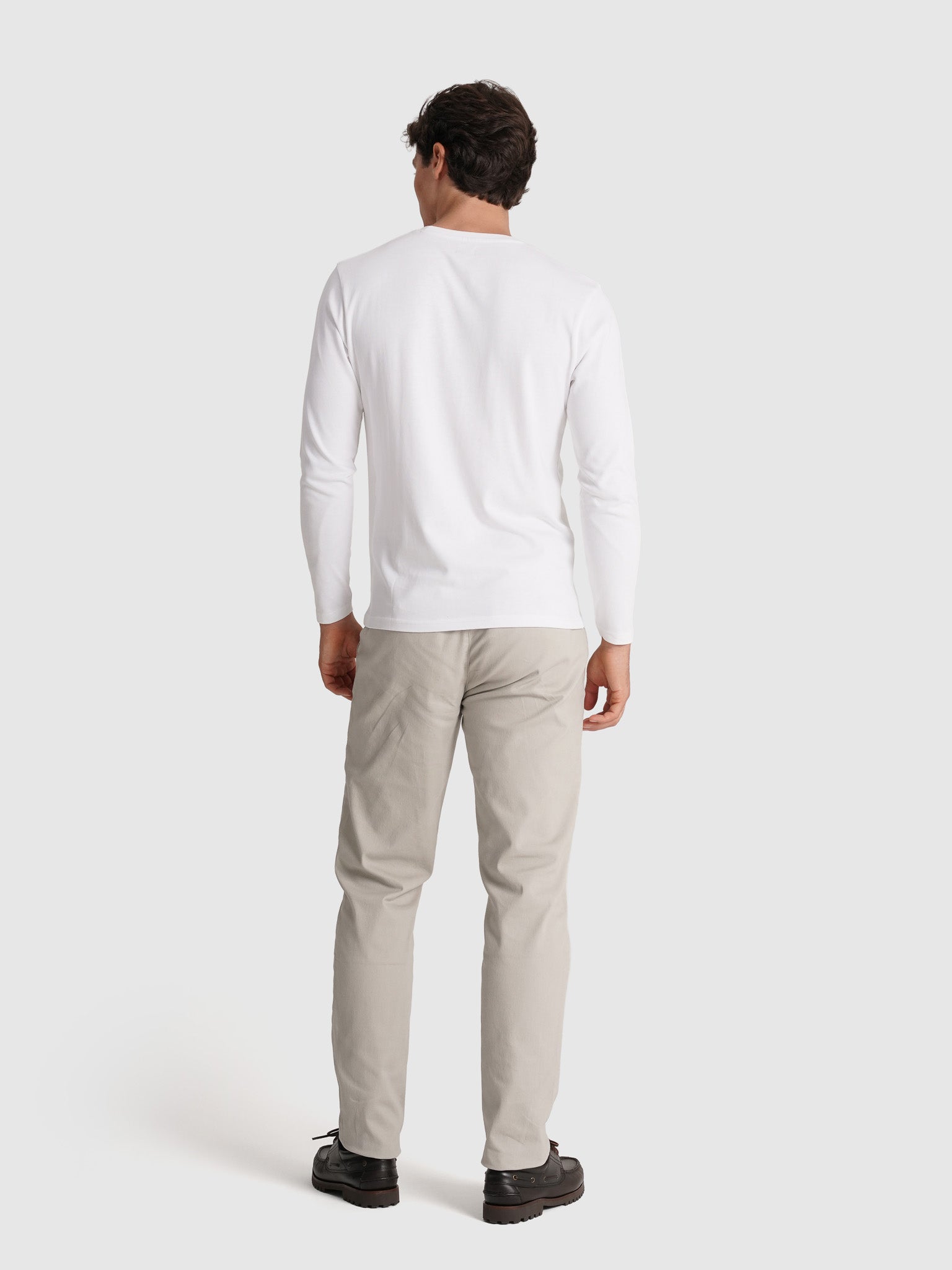 WHITE COTTON T-SHIRT LONG SLEEVE REGULAR FIT MR. BLUE