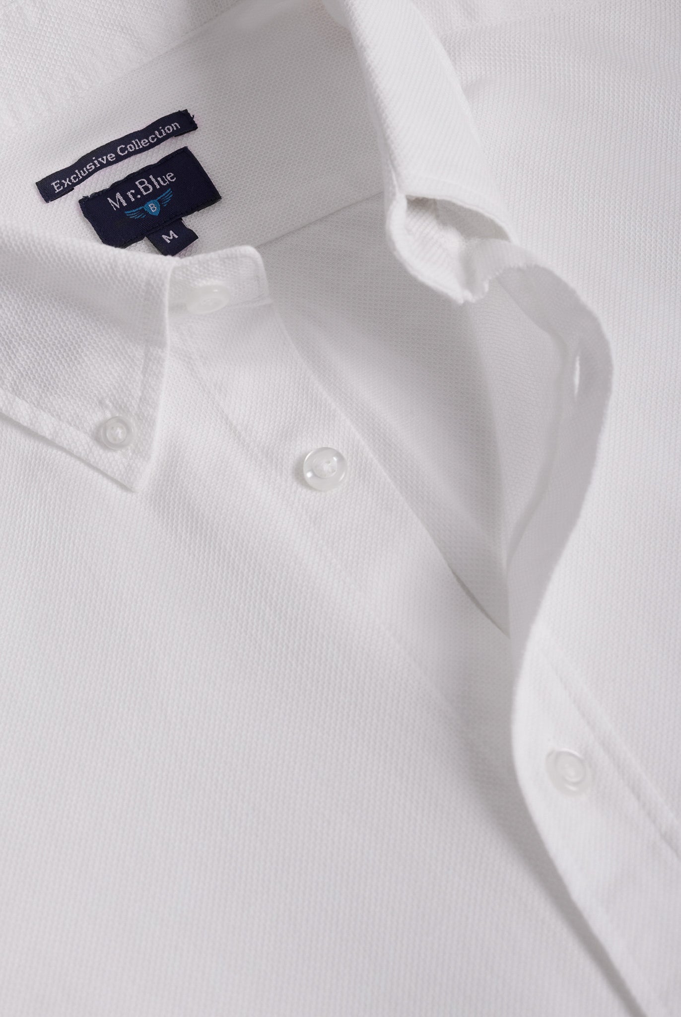 CAMISA ALGODÓN BLANCA MANGA LARGA REGULAR FIT MR. AZUL