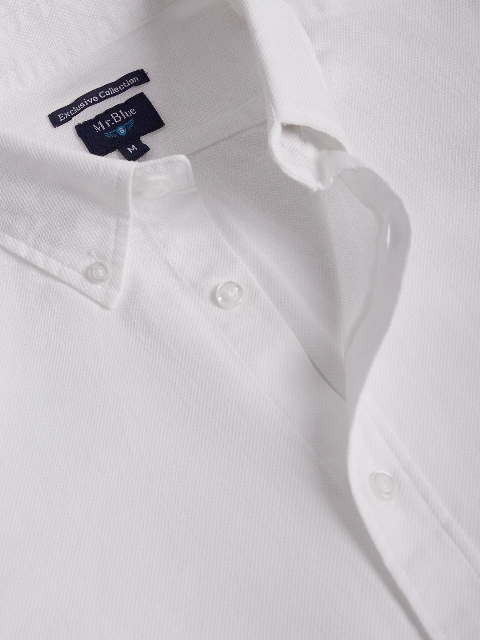 WHITE COTTON SHIRT LONG SLEEVE REGULAR FIT MR. BLUE