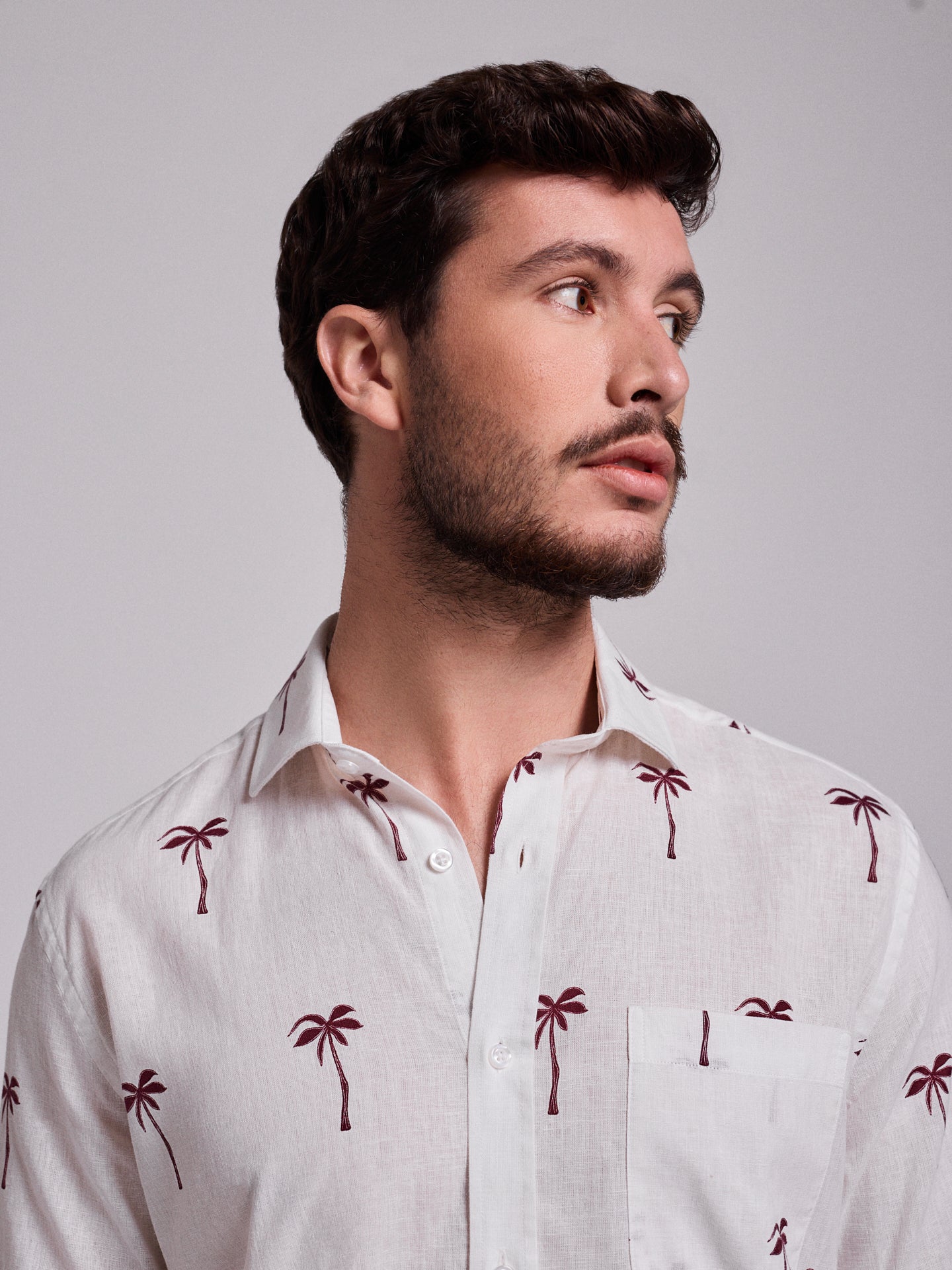 RED LINEN SHIRT SHORT SLEEVE REGULAR FIT MR. BLUE