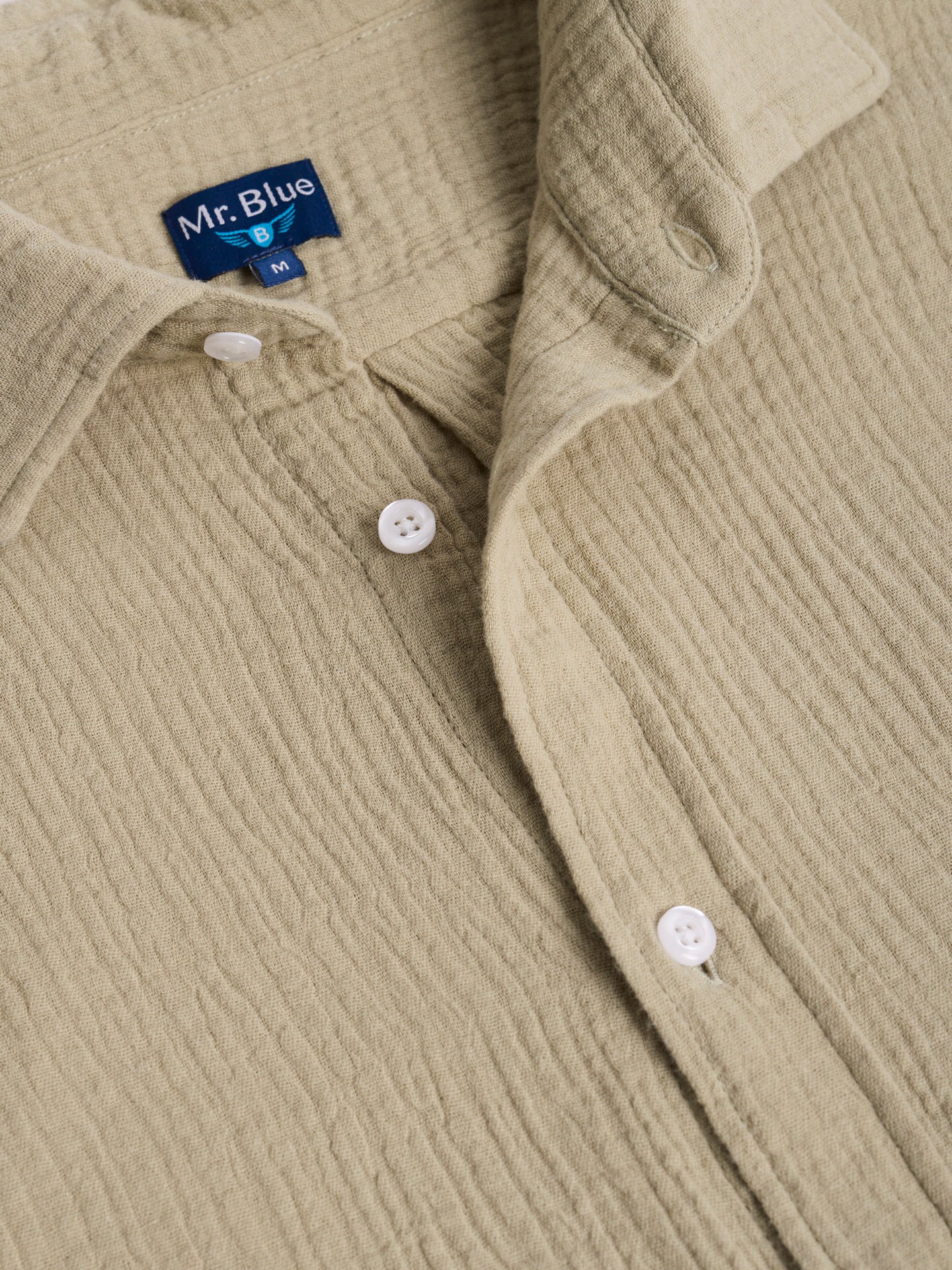 GREEN COTTON SHIRT SHORT SLEEVE REGULAR FIT MR. BLUE