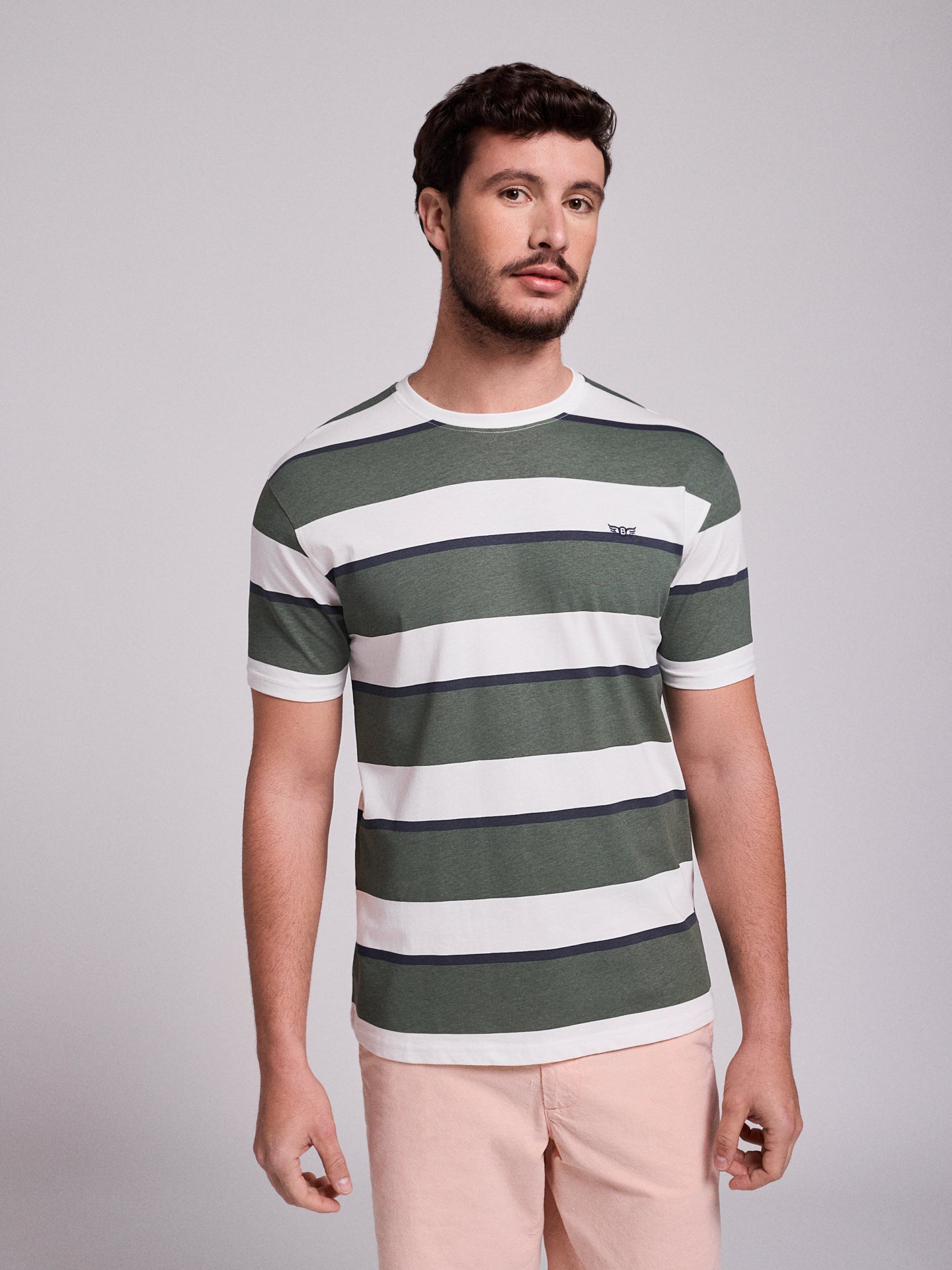 GREEN COTTON T-SHIRT SHORT SLEEVE REGULAR FIT MR. BLUE