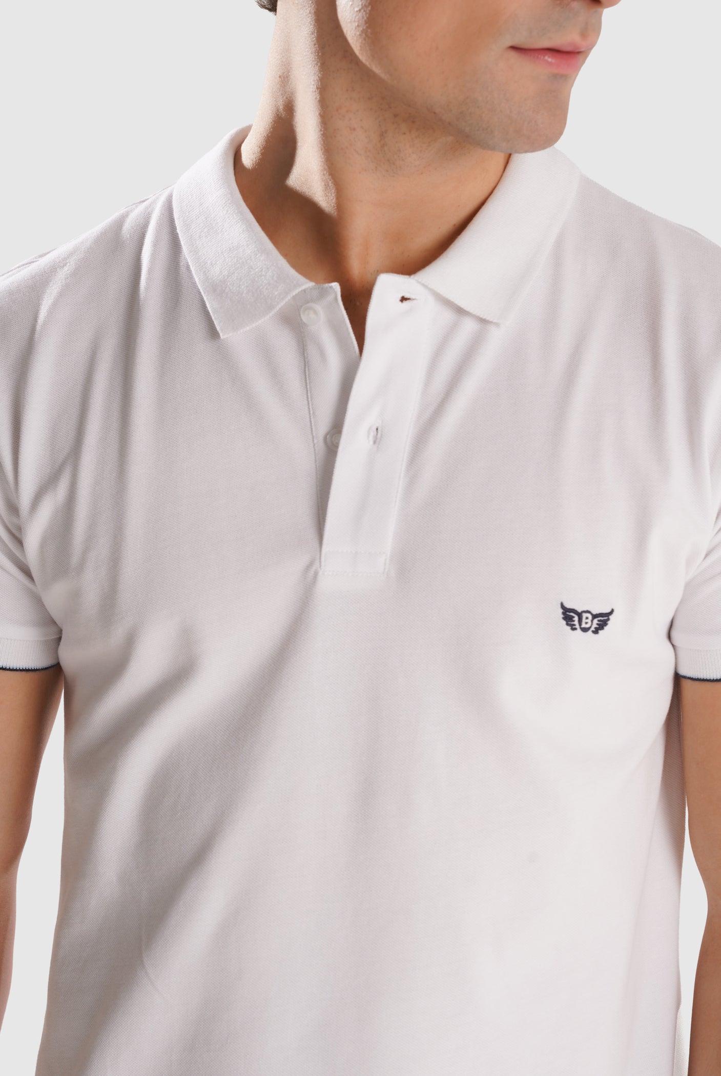 POLO PIQUET BLANCO MANGA CORTA REGULAR FIT MR. AZUL