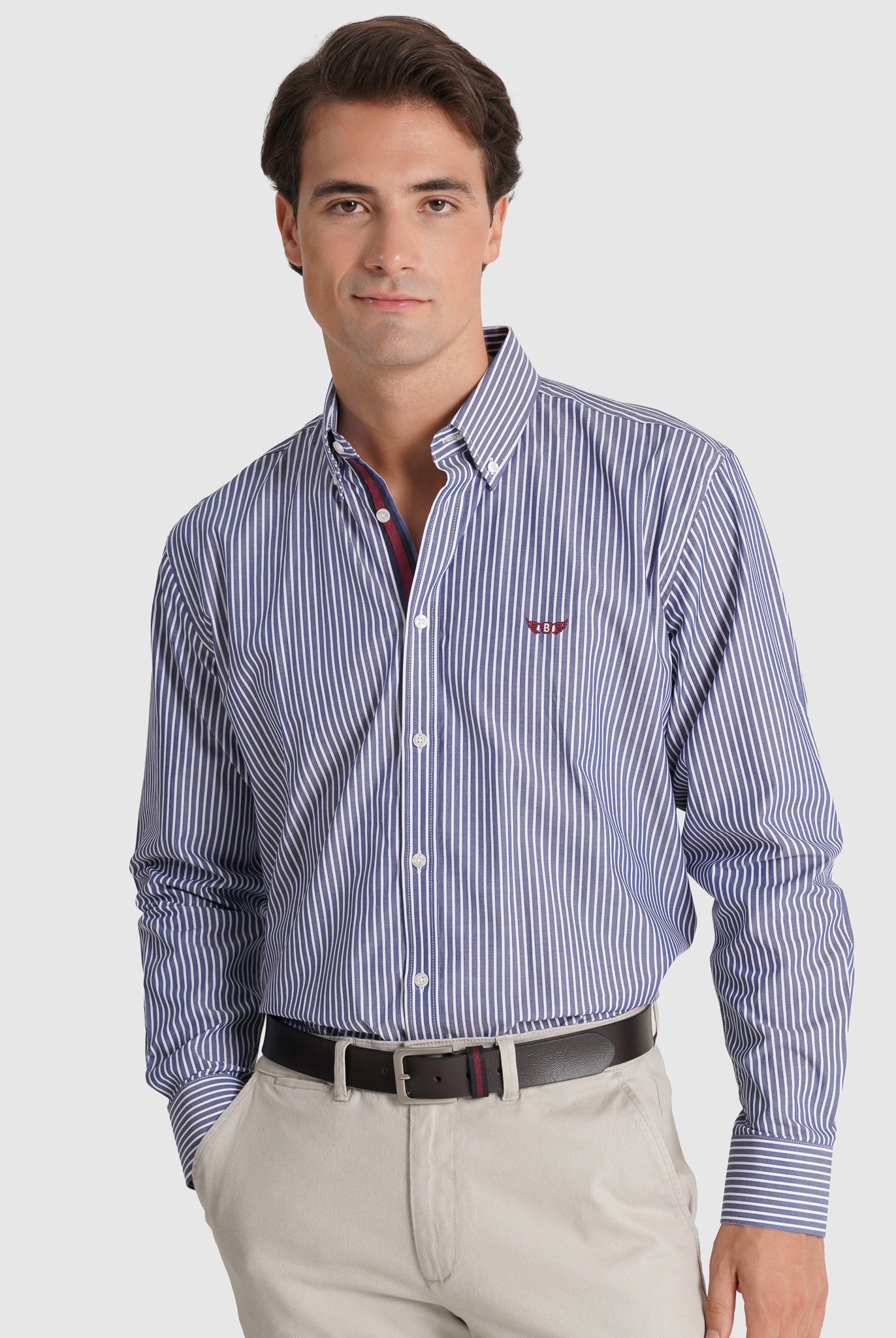 Camisa Algodão Azul Manga Comprida Regular Fit Mr. Blue