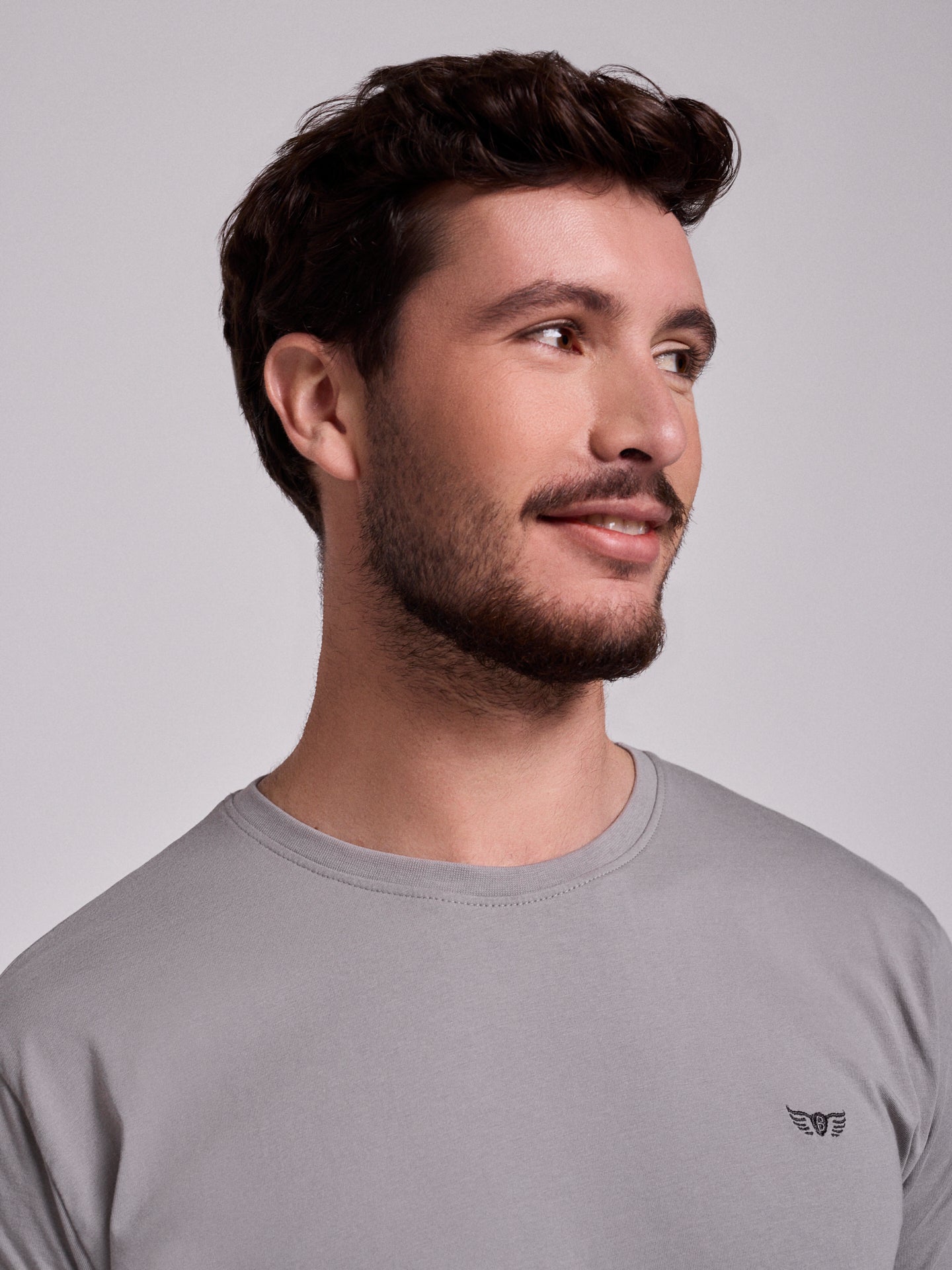 GRAY COTTON T-SHIRT SHORT SLEEVES REGULAR FIT MR. BLUE
