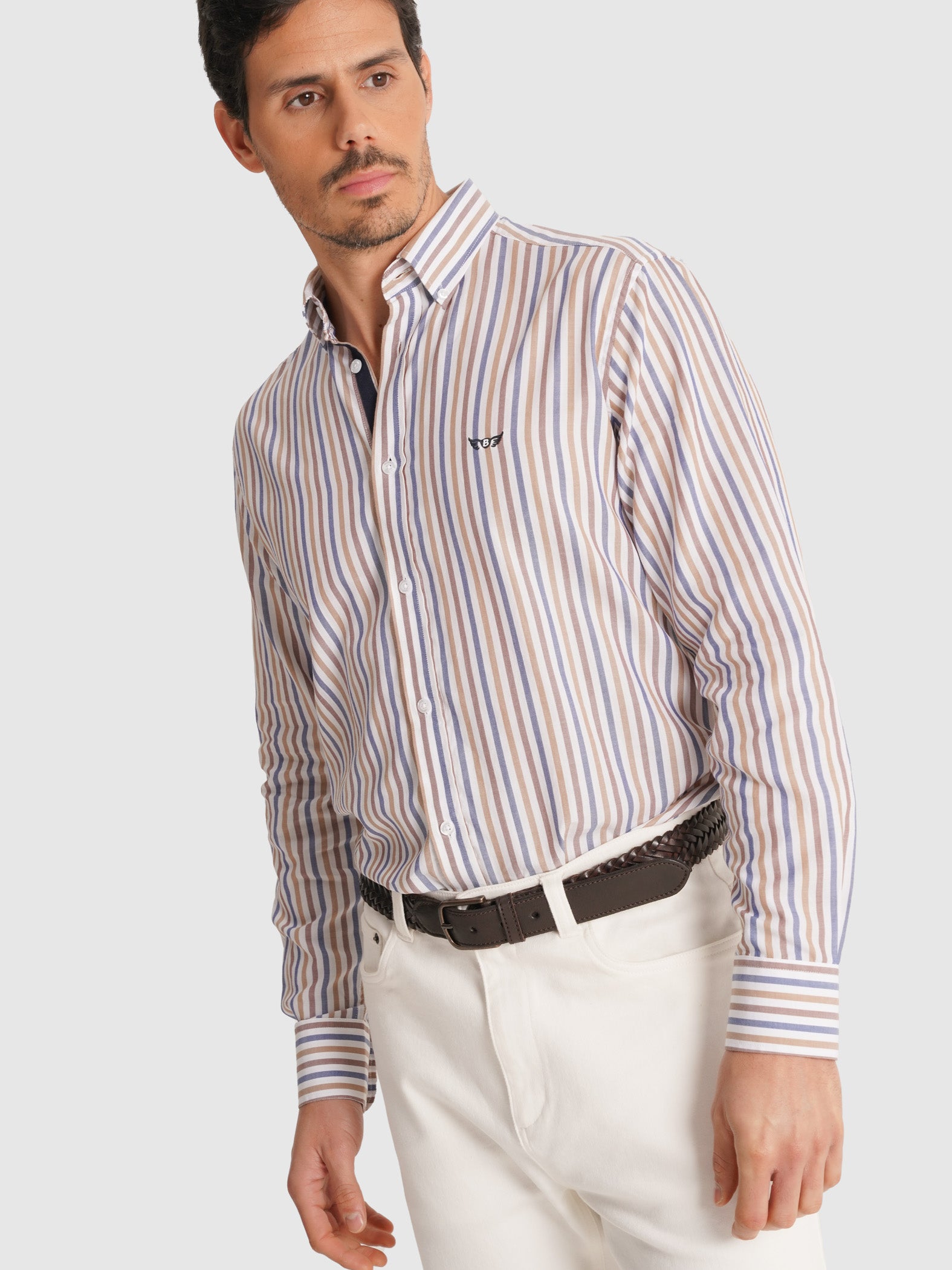 BROWN OXFORD SHIRT LONG SLEEVE REGULAR FIT MR. BLUE