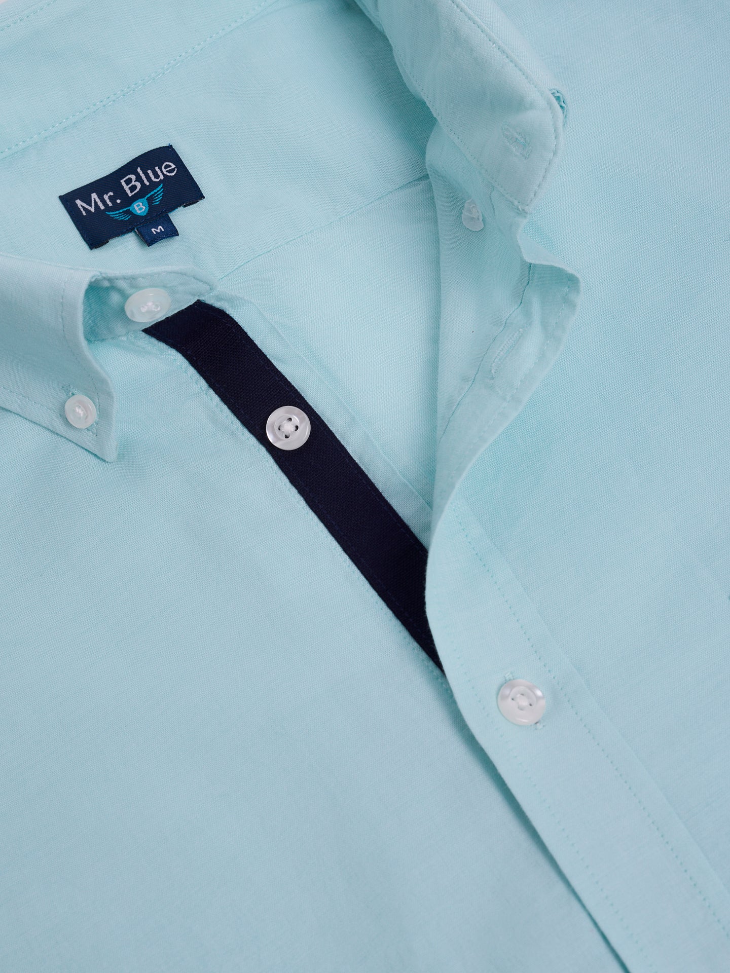 CAMISA ALGODÓN AZUL MANGA LARGA REGULAR FIT MR. AZUL