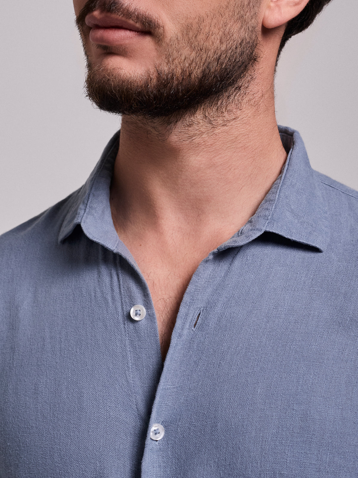 CAMISA LINHO AZUL MANGA COMPRIDA TAILORED FIT MARK BELLUCCI