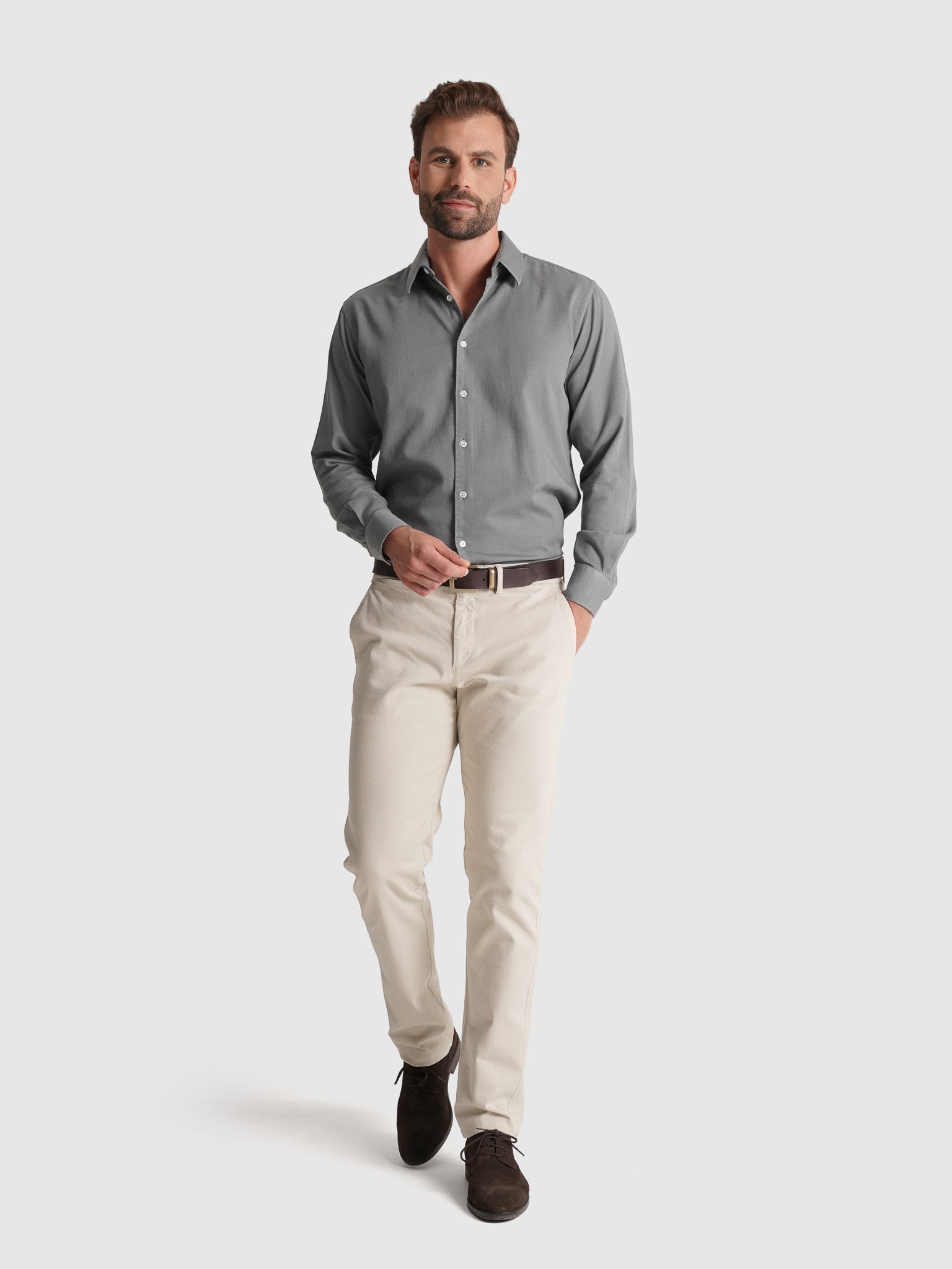 GREEN COTTON SHIRT LONG SLEEVE REGULAR FIT MARK BELLUCCI