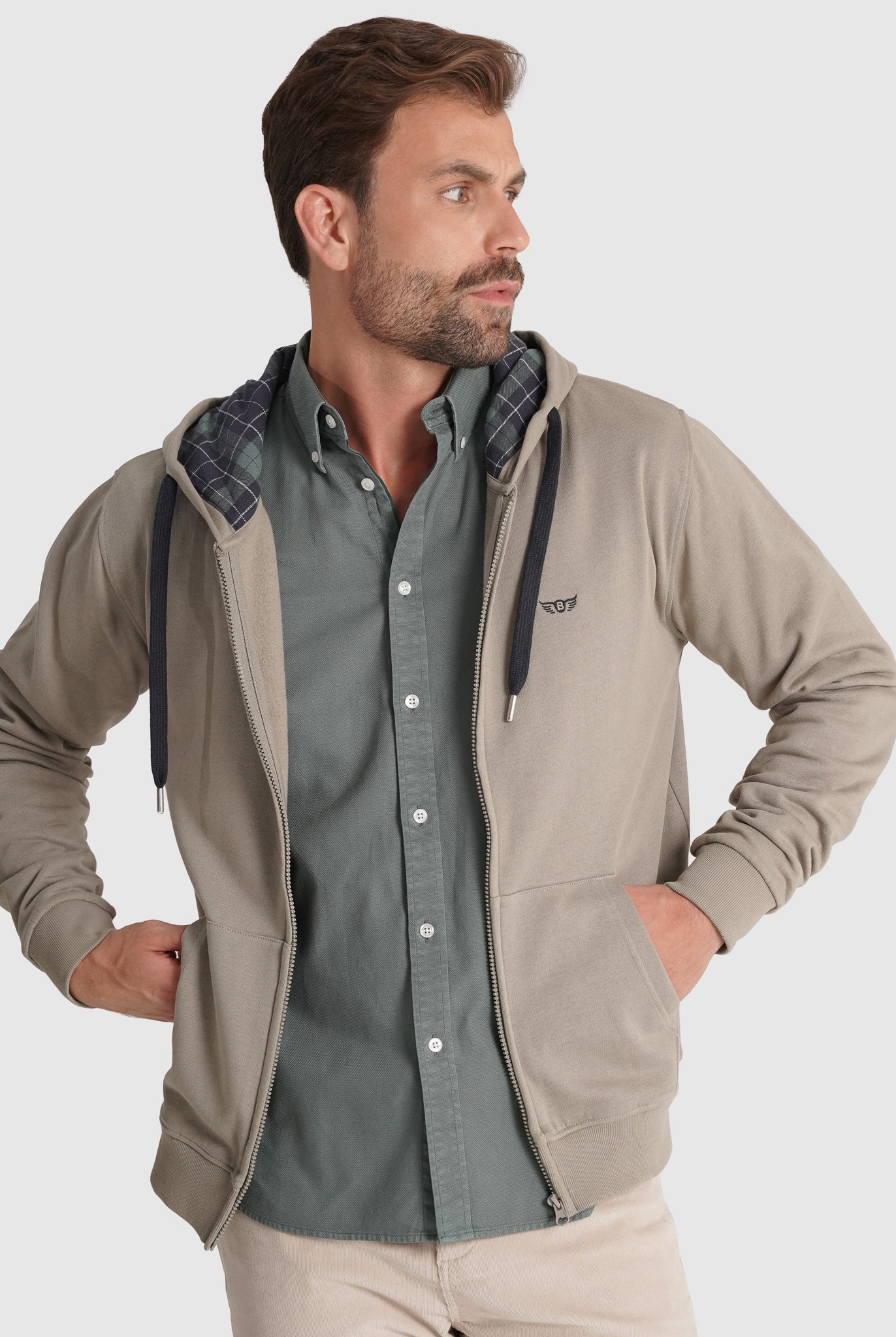 Hoodie Algodão Verde Manga Comprida Regular Fit Mr. Blue