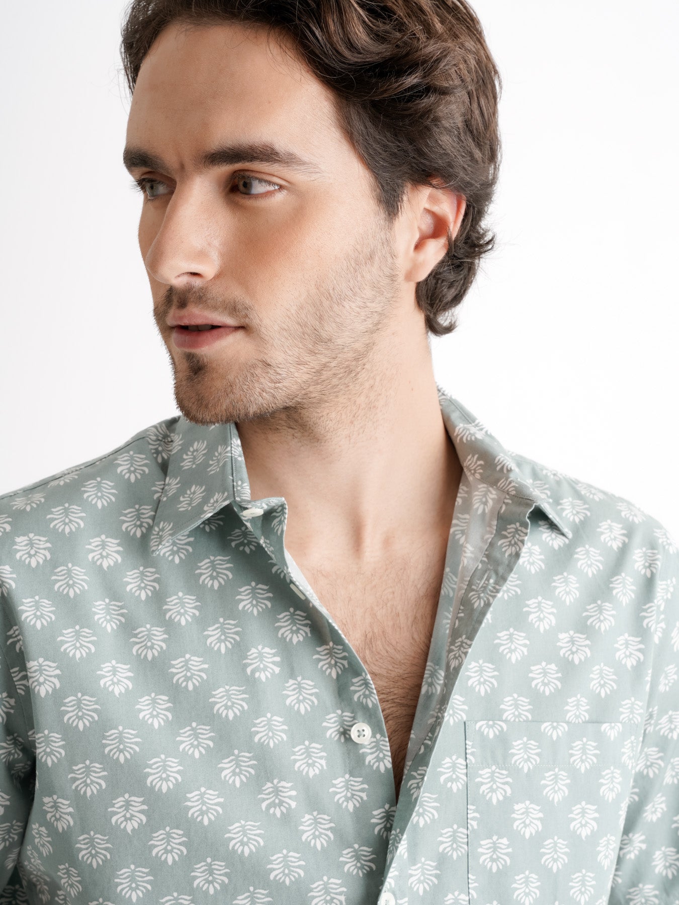 Regular Fit Green Poplin Shirt Mr. Blue