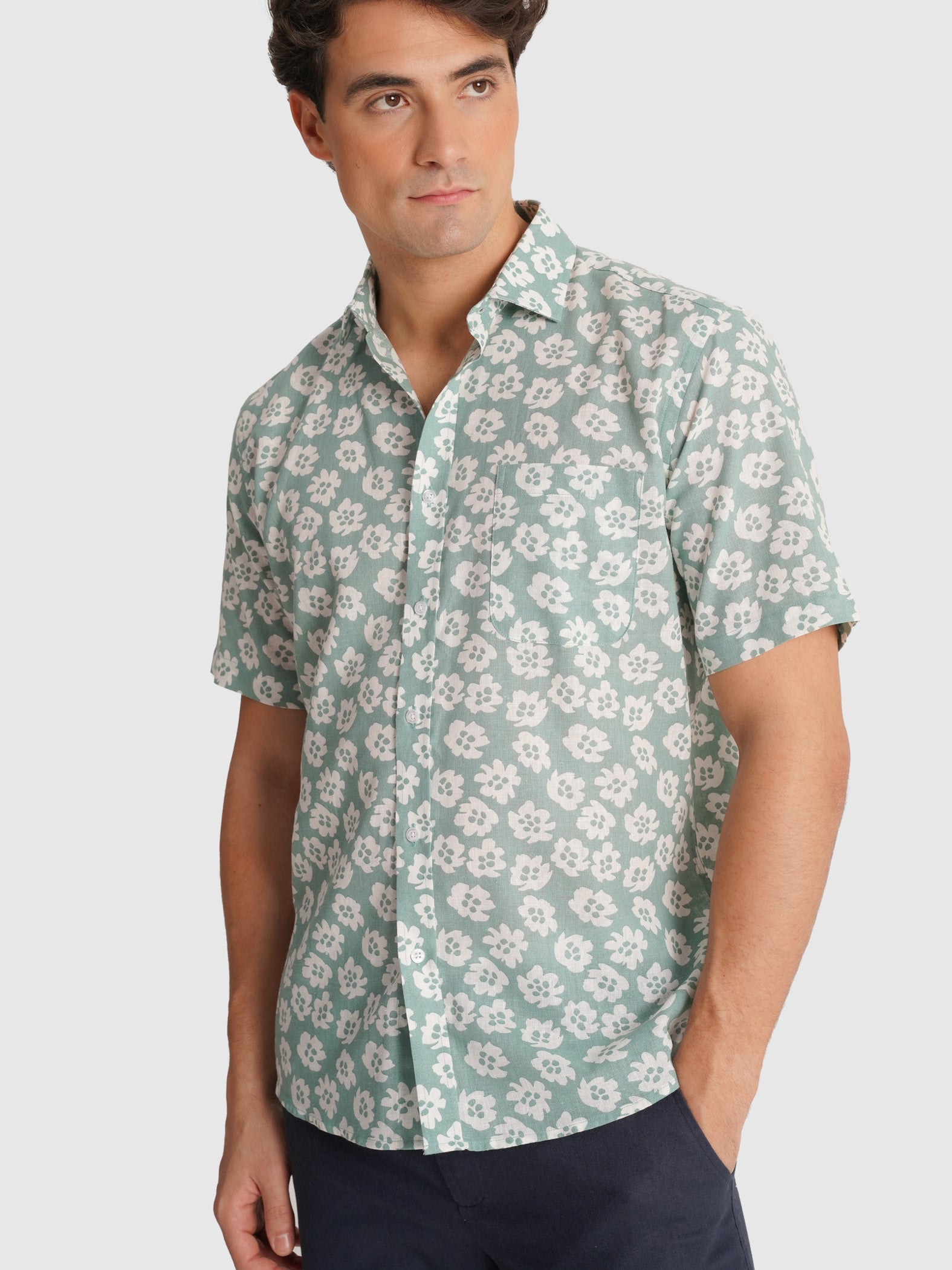 GREEN SHIRT SHORT SLEEVE REGULAR FIT MR. BLUE