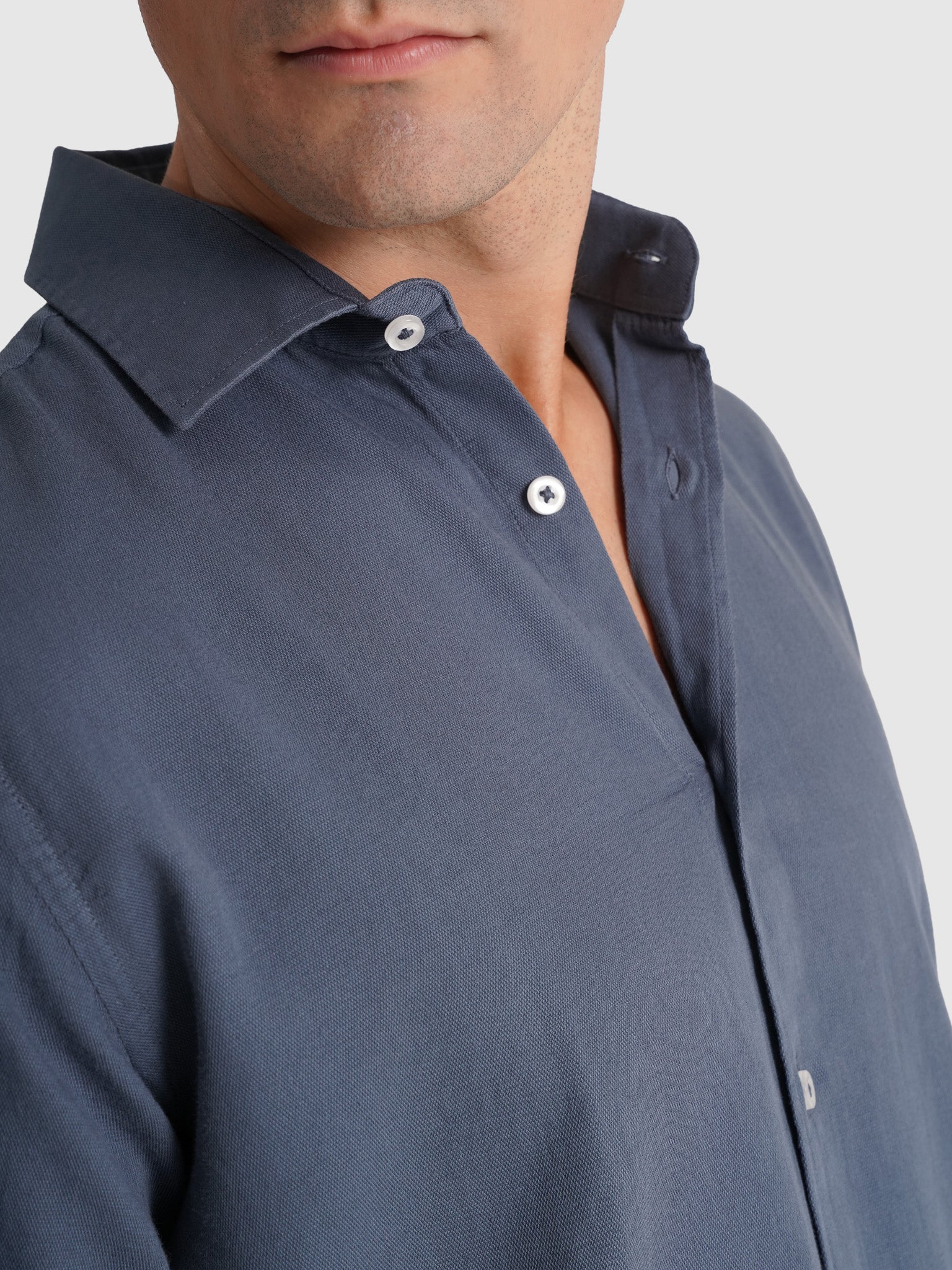 BLUE COTTON SHIRT LONG SLEEVE REGULAR FIT MARK BELLUCCI