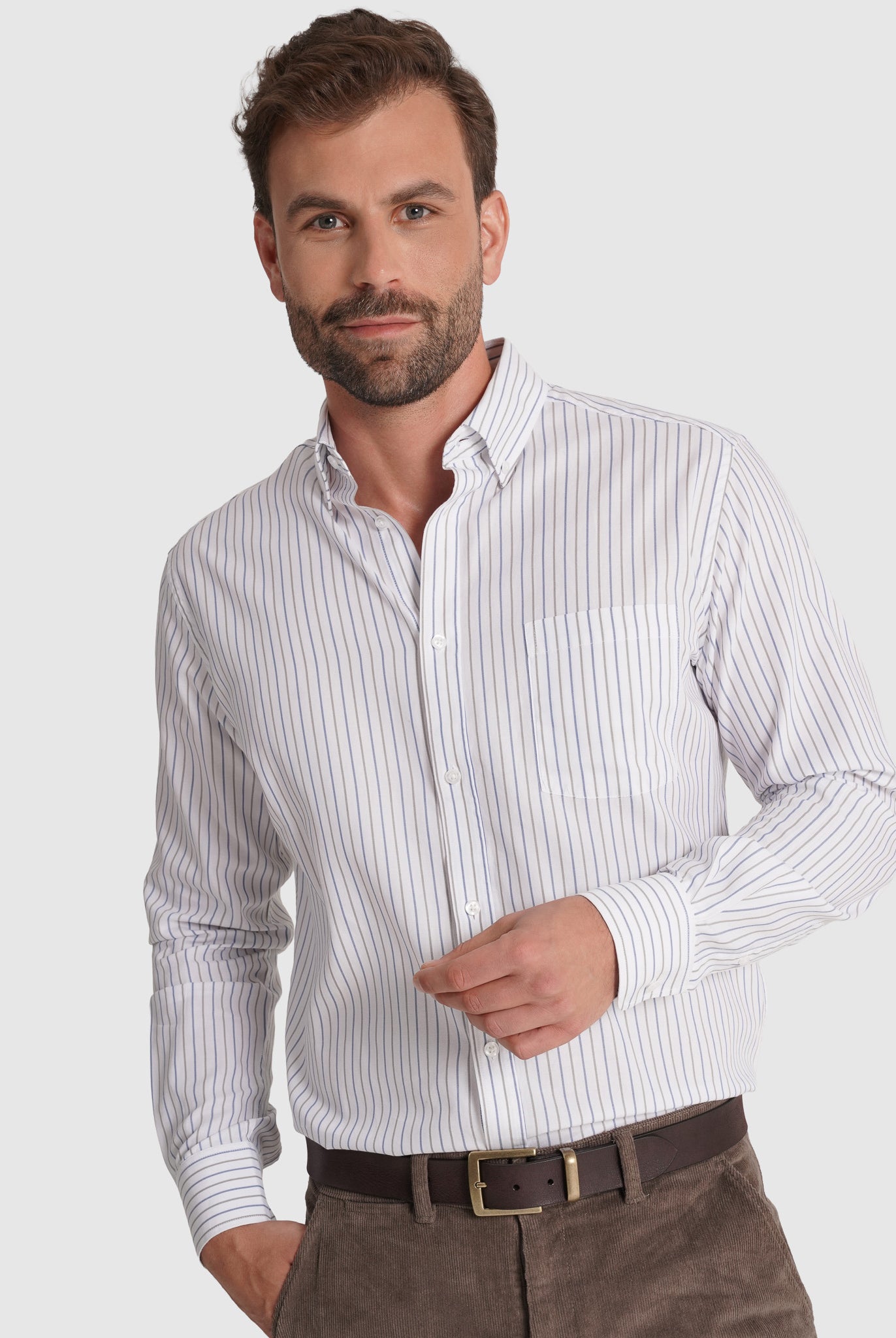 Camisa Algodão Azul Manga Comprida Regular Fit Mr. Blue