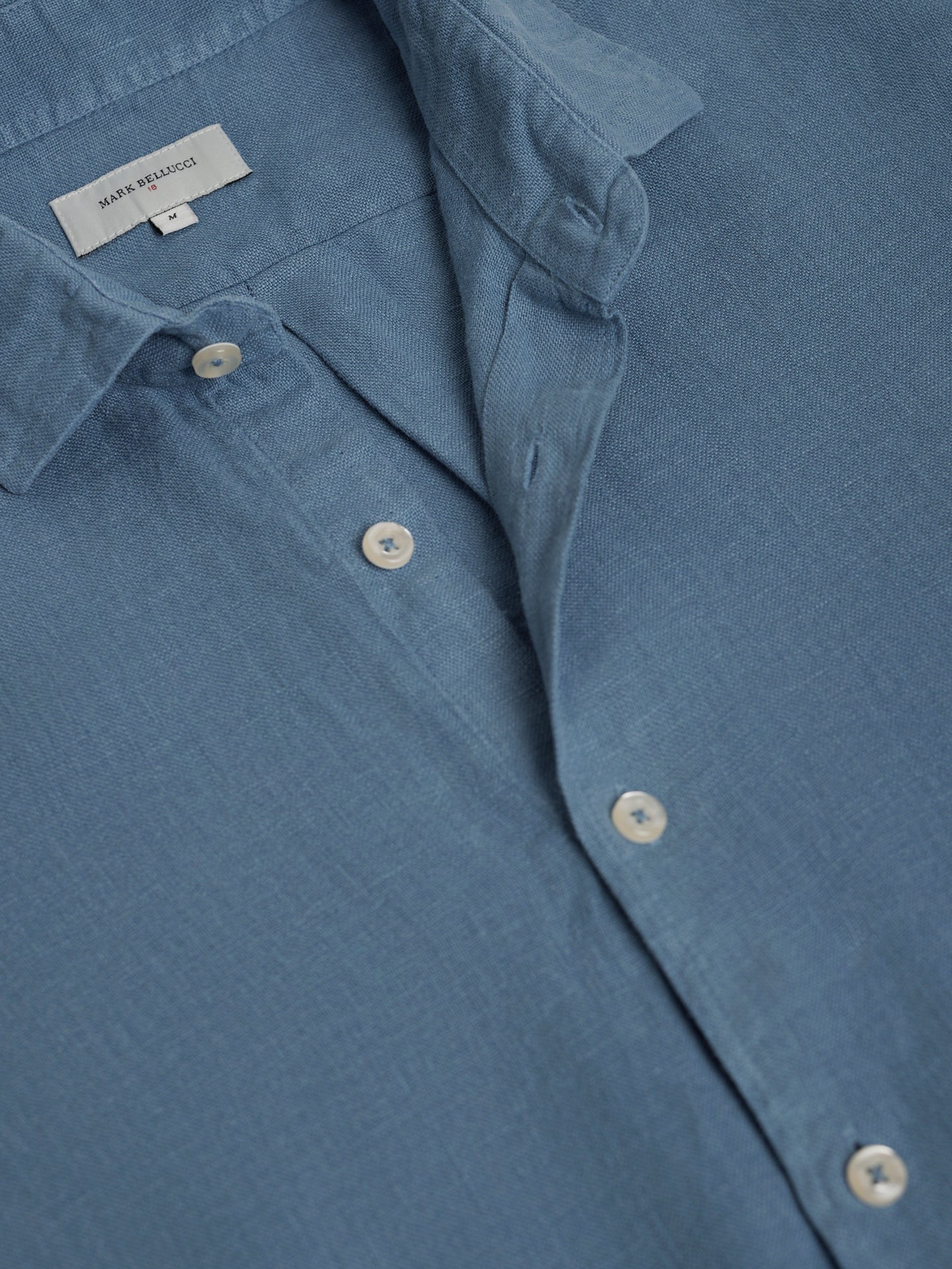 Tailored Fit Blue Linen Shirt Mr. Blue