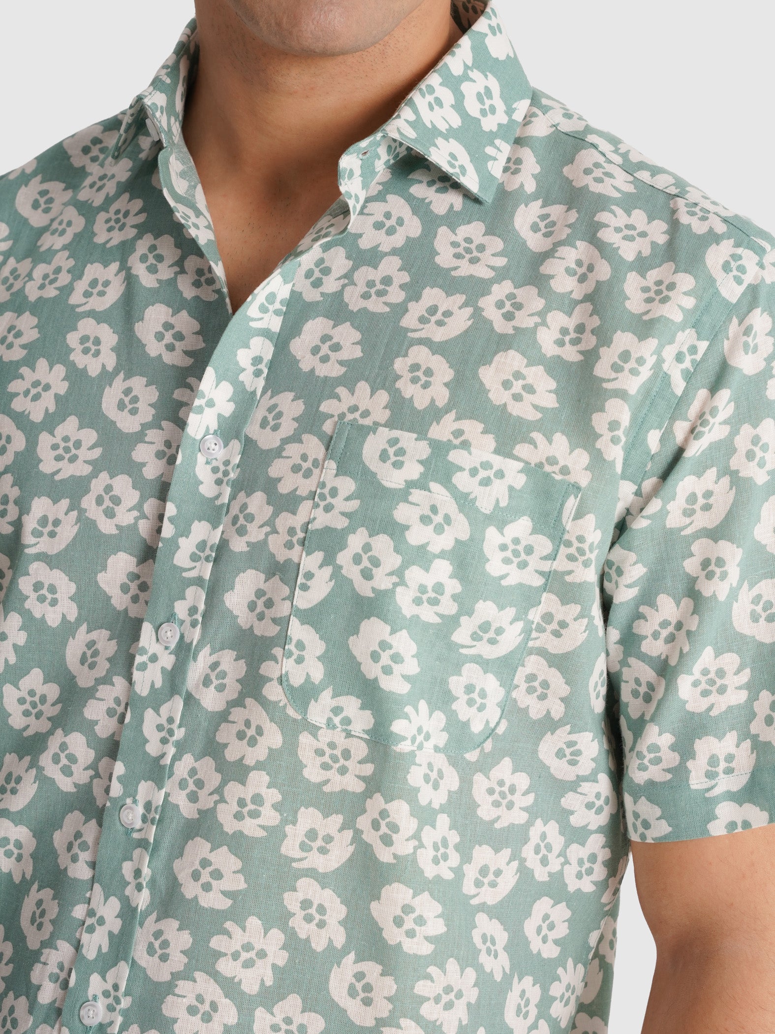 GREEN SHIRT SHORT SLEEVE REGULAR FIT MR. BLUE