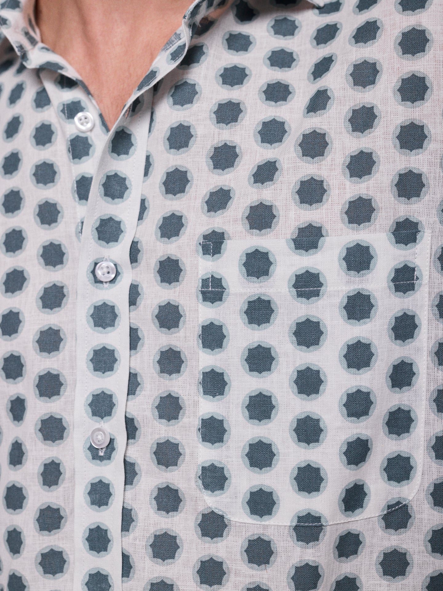 BLUE LINEN SHIRT SHORT SLEEVE REGULAR FIT MR. BLUE
