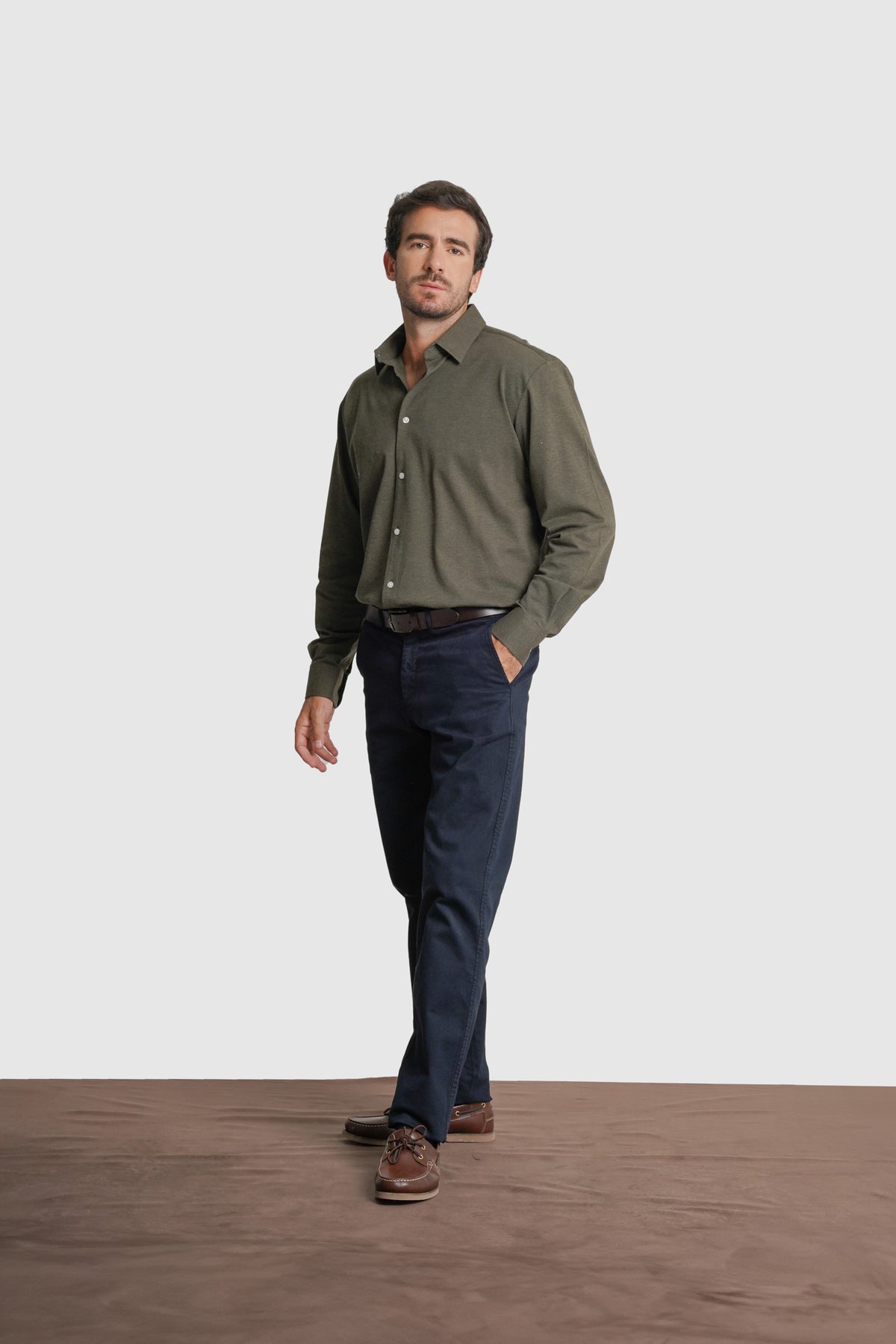 CAMISA ALGODÃO REGULAR FIT VERDE LISA MARK BELLUCCI