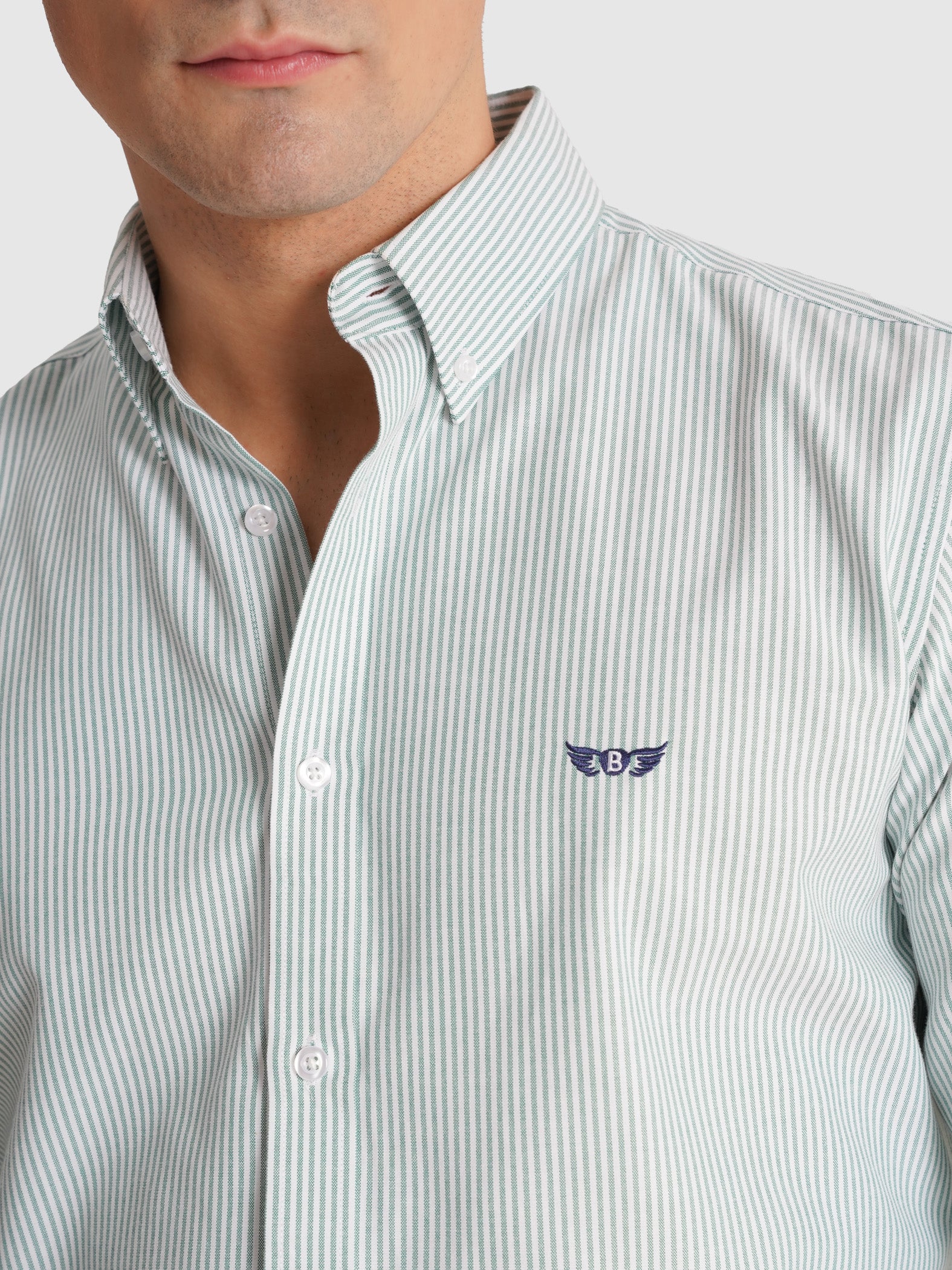 LONG SLEEVE GREEN SHIRT REGULAR FIT MR. BLUE