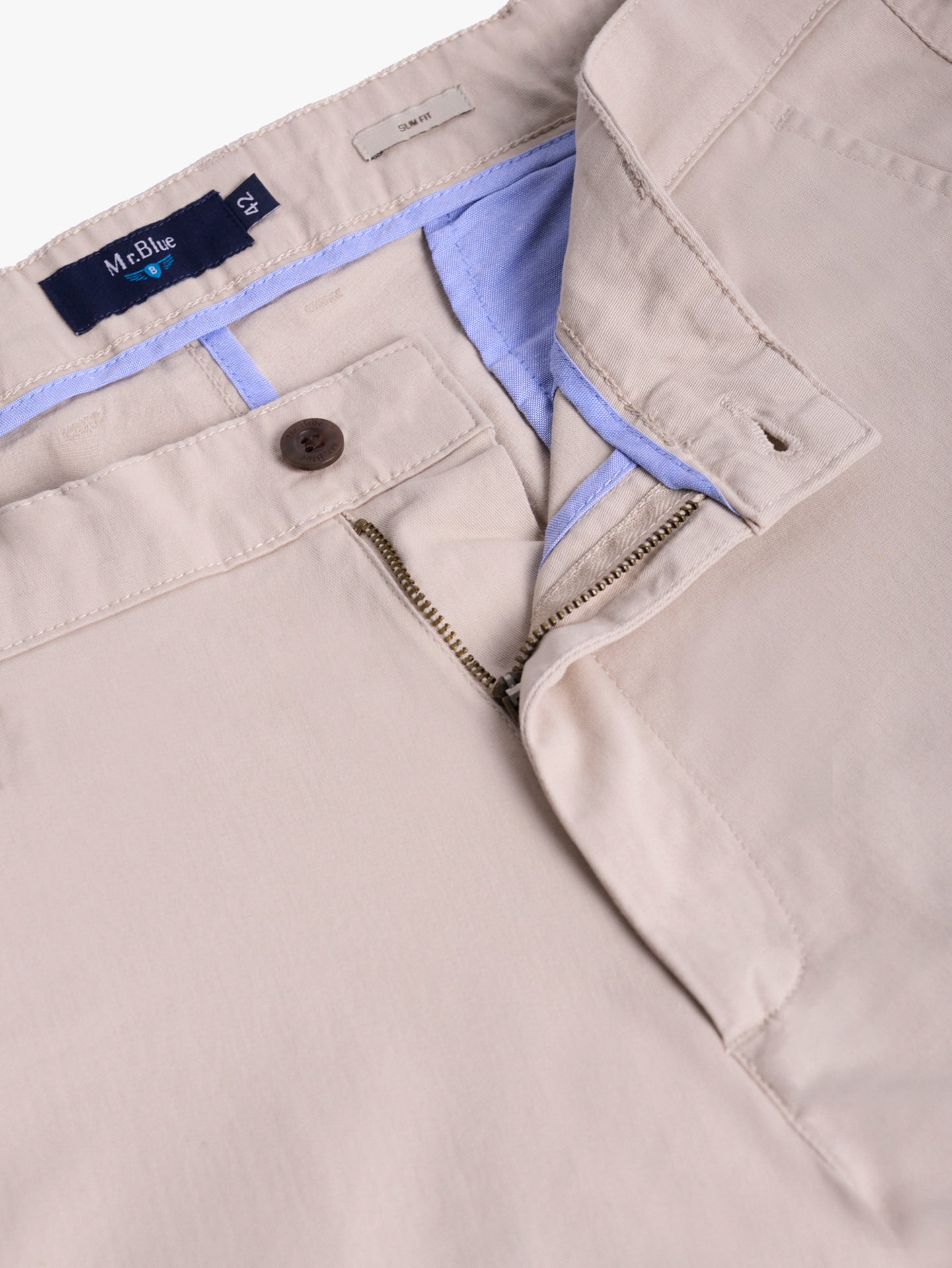 BEIGE COTTON SLIM FIT MR. BLUE