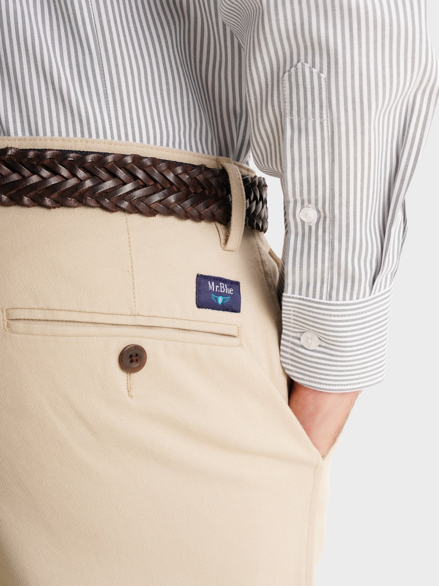 BEIGE STRUCTURED TROUSERS REGULAR FIT MR. BLUE
